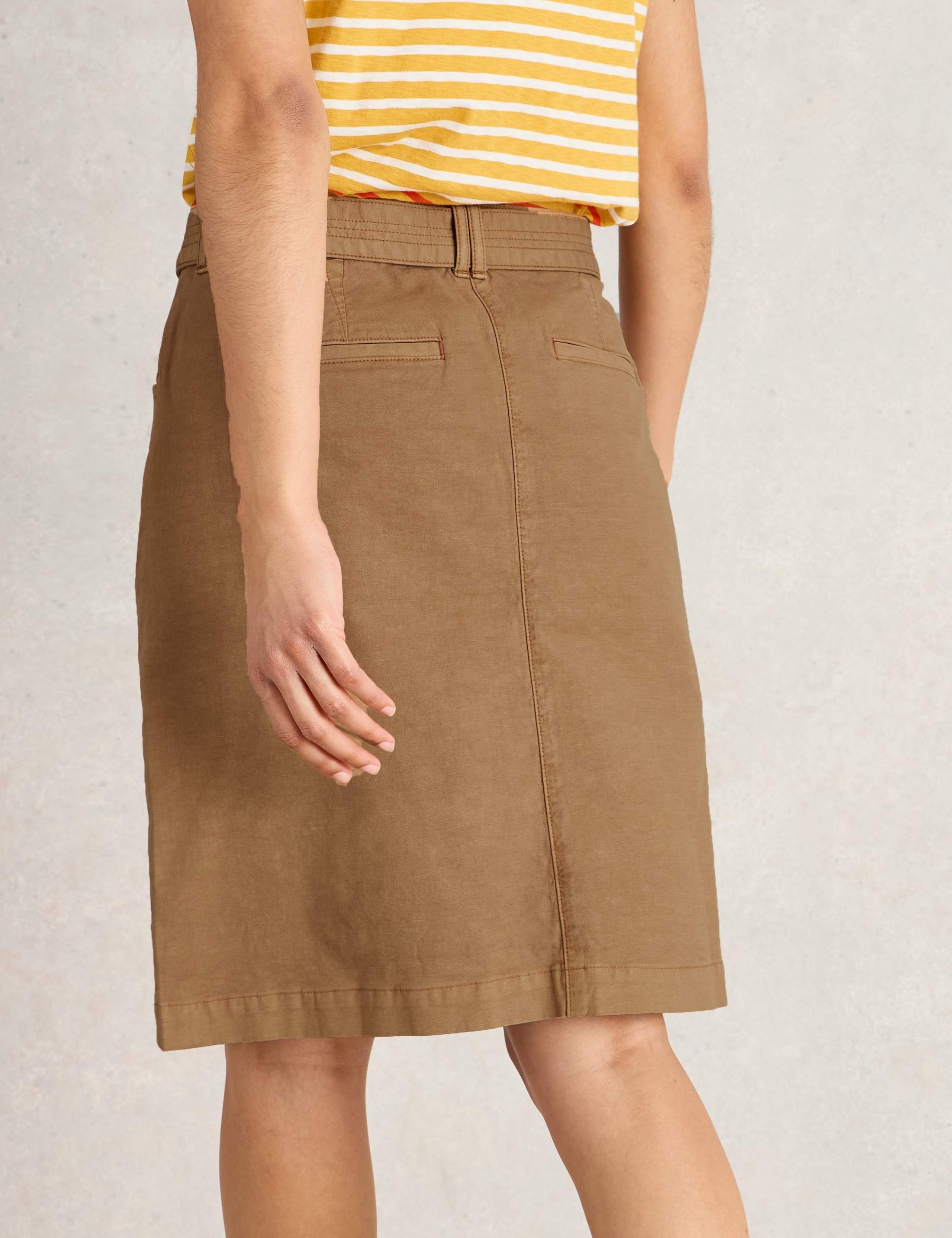 Cotton Rich A-Line Skirt with Linen 4 of 6