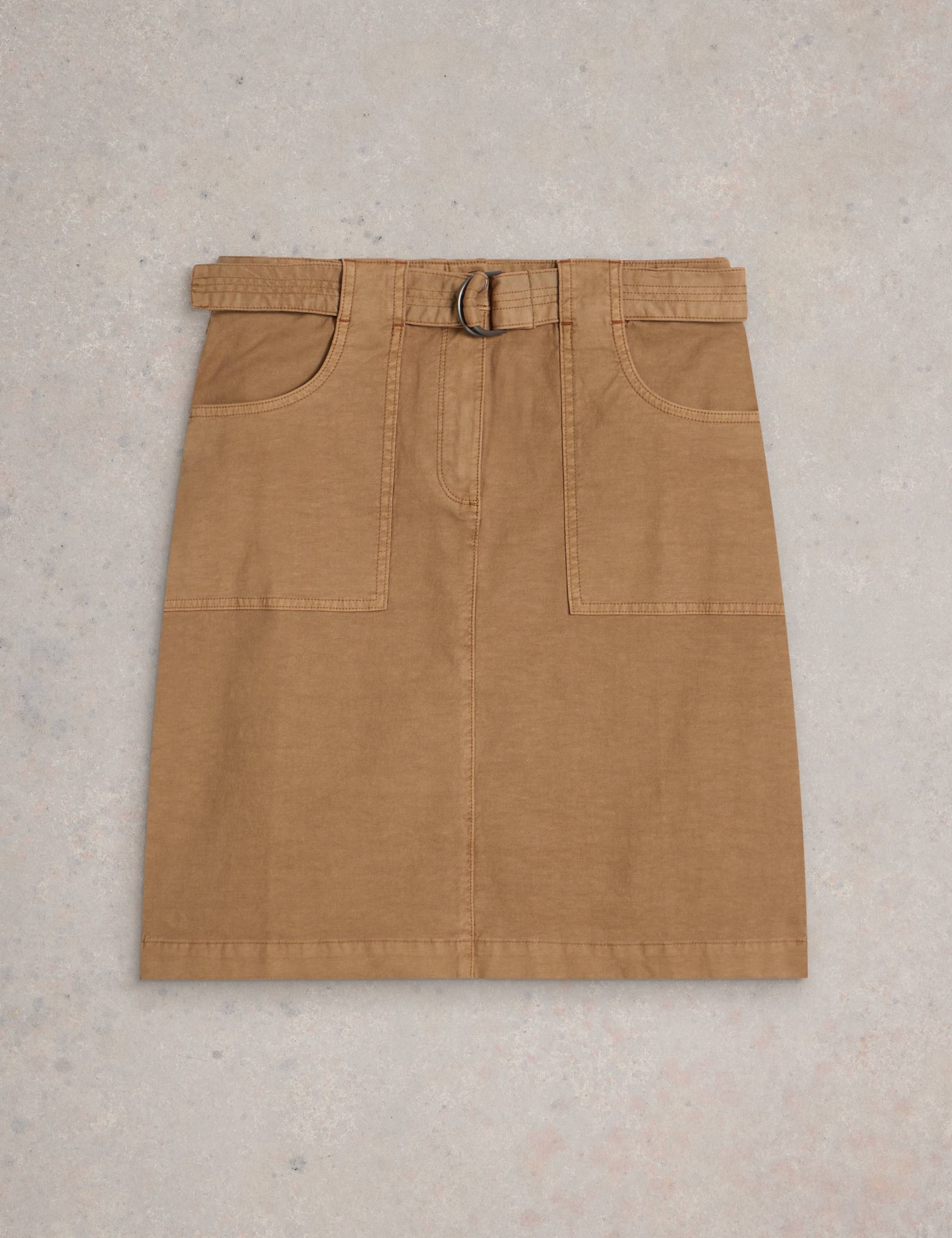 Cotton Rich A-Line Skirt with Linen 2 of 6