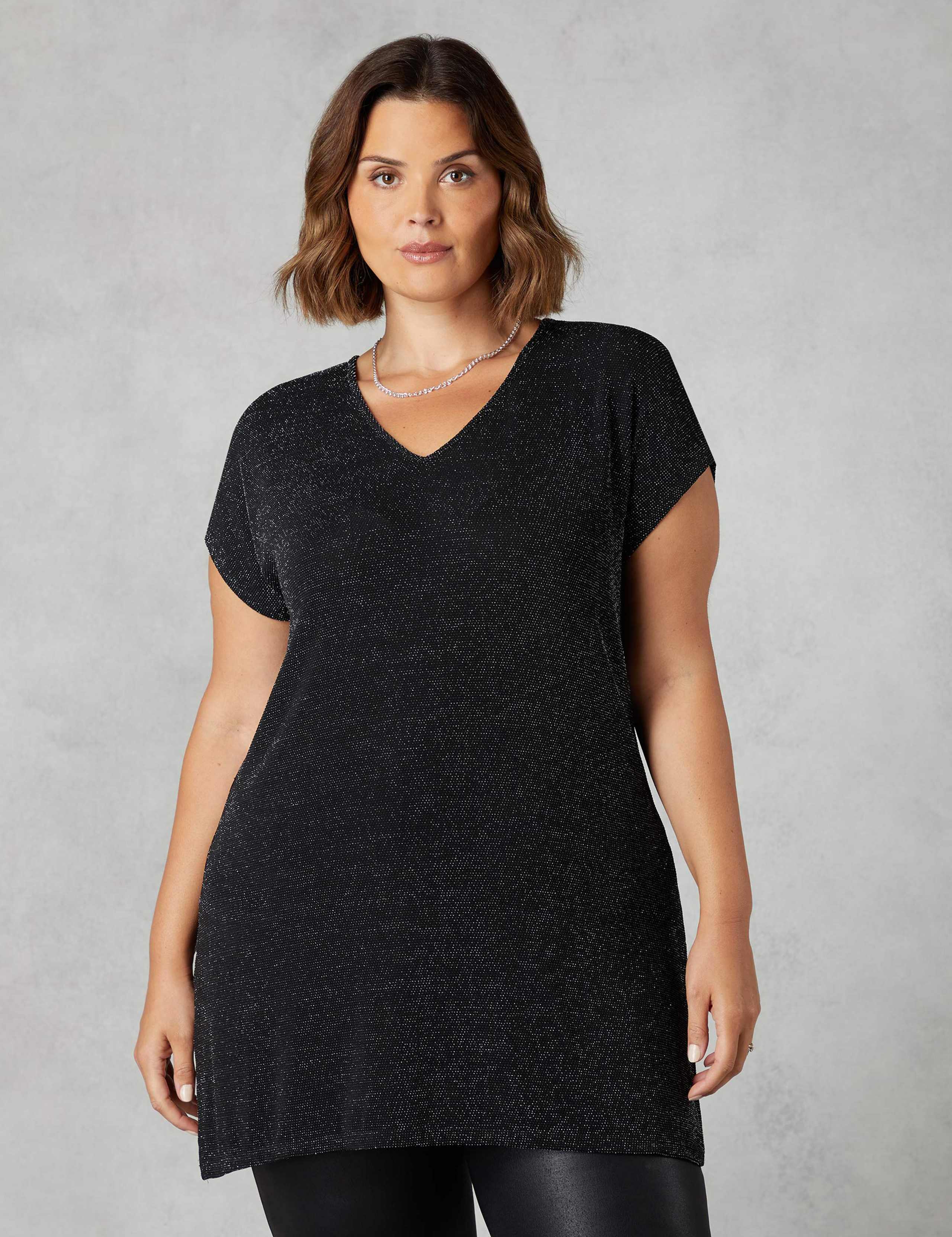 Jersey Sparkly V-Neck Tunic 1 of 4