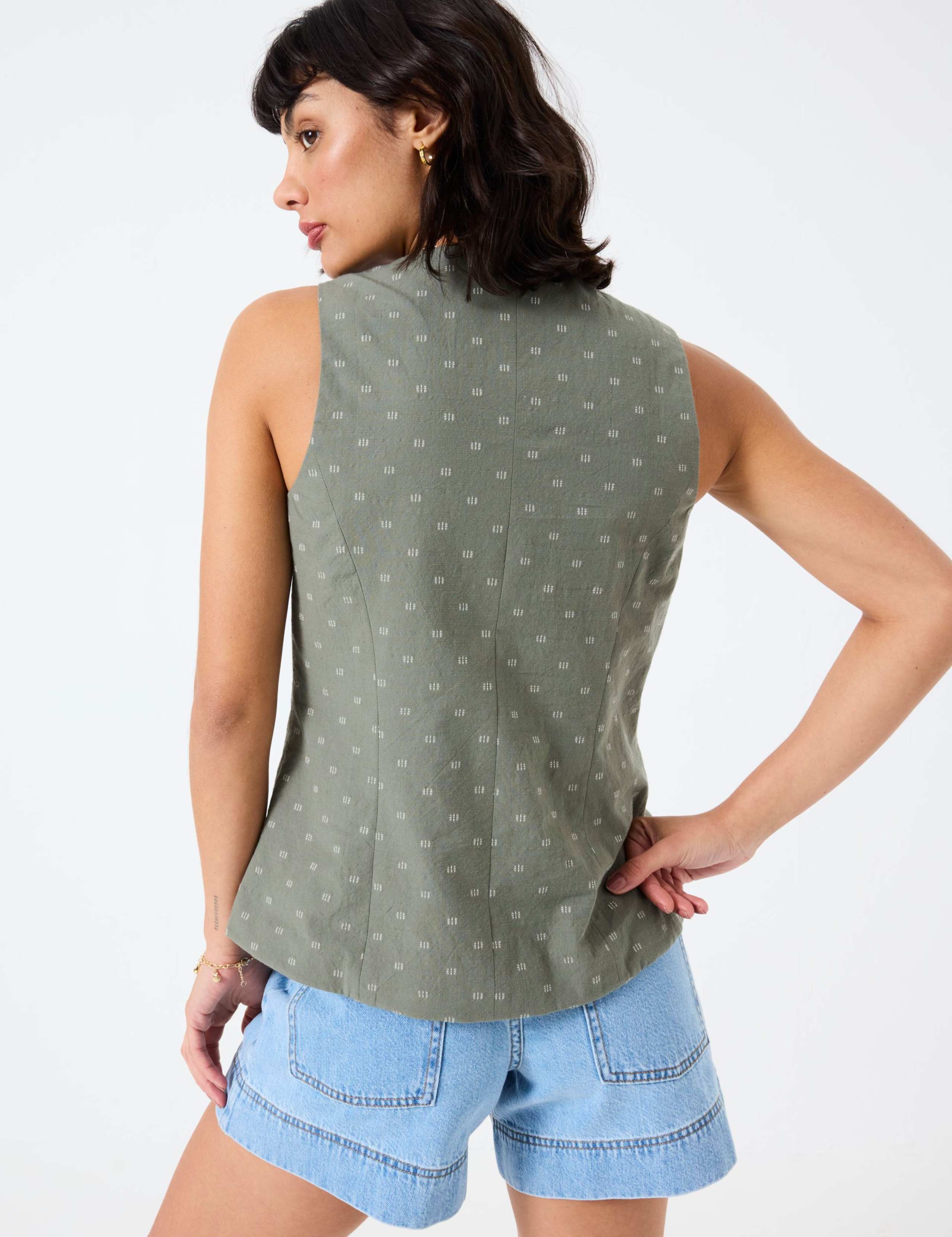 Pure Cotton Embroidered V-Neck Waistcoat 3 of 6
