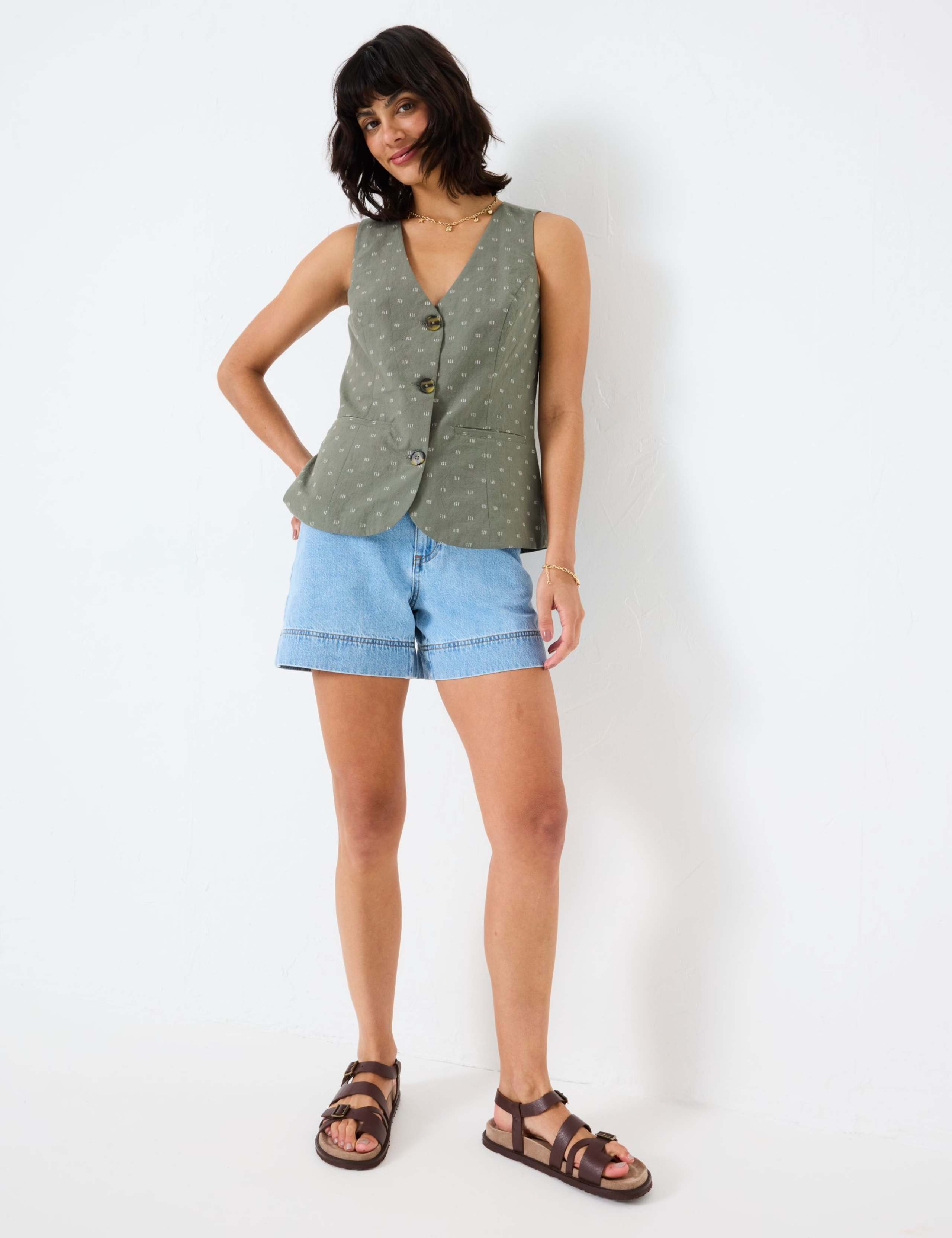 Pure Cotton Embroidered V-Neck Waistcoat 6 of 6