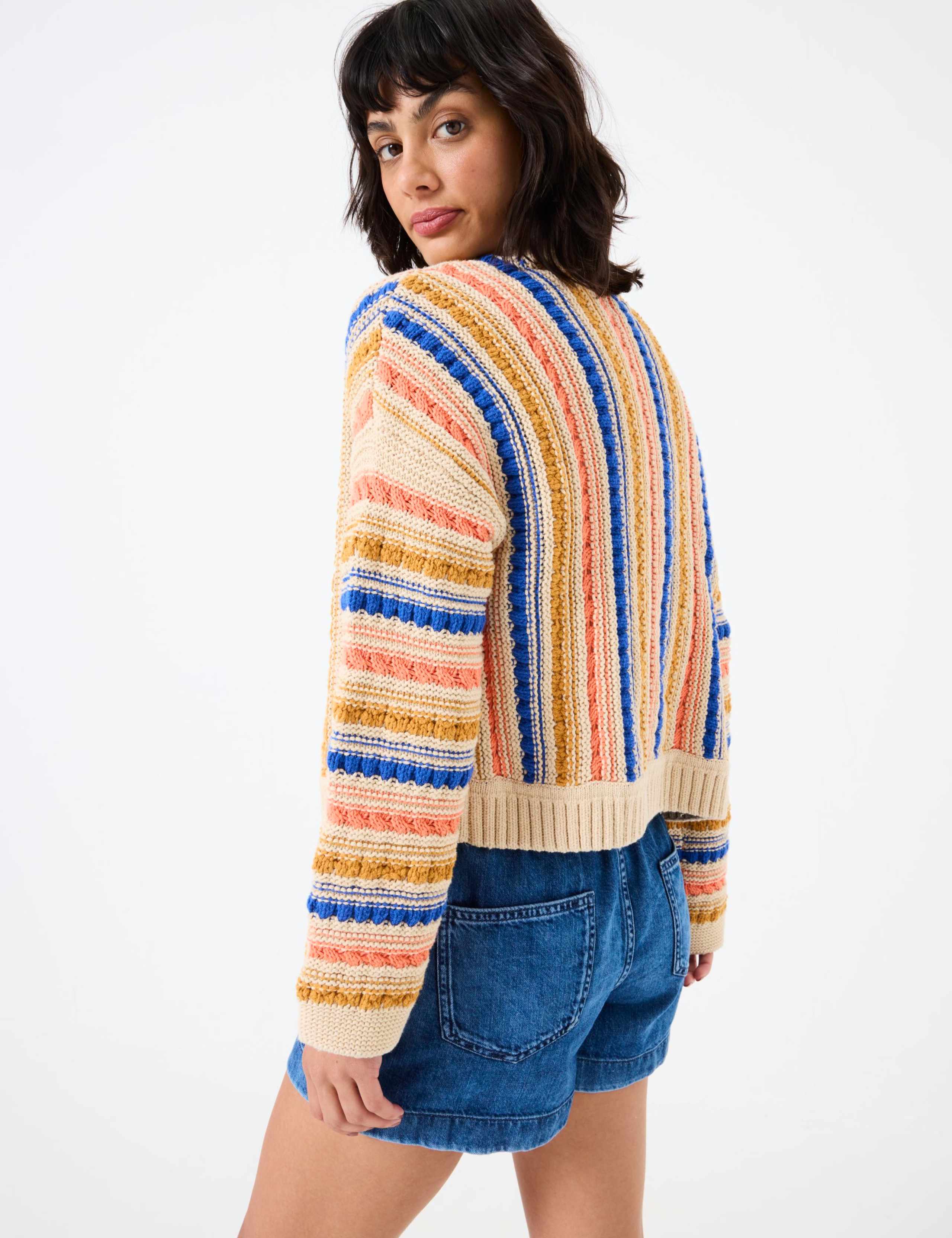 Pure Cotton Striped Open Front Cardigan 3 of 5