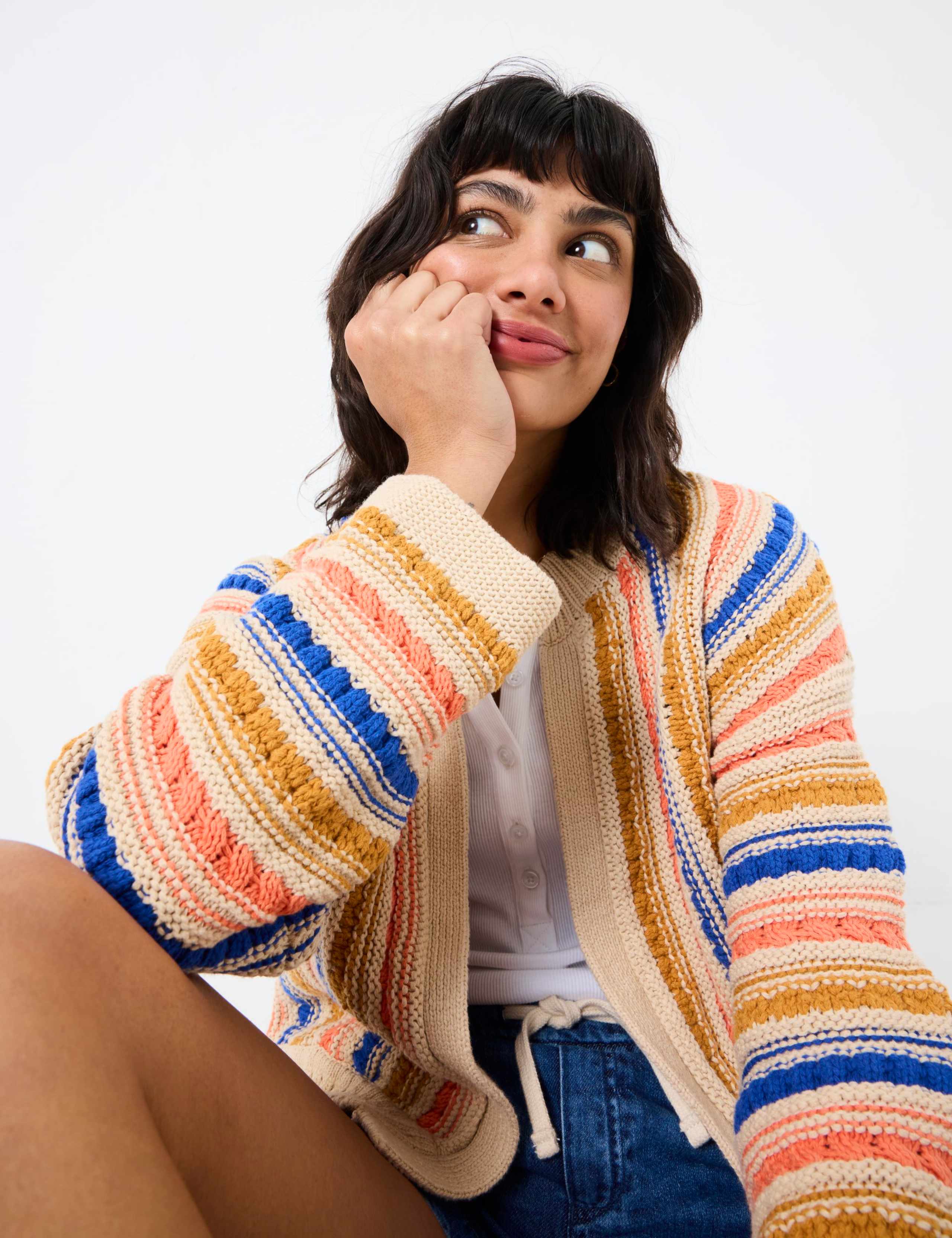 Pure Cotton Striped Open Front Cardigan 4 of 5