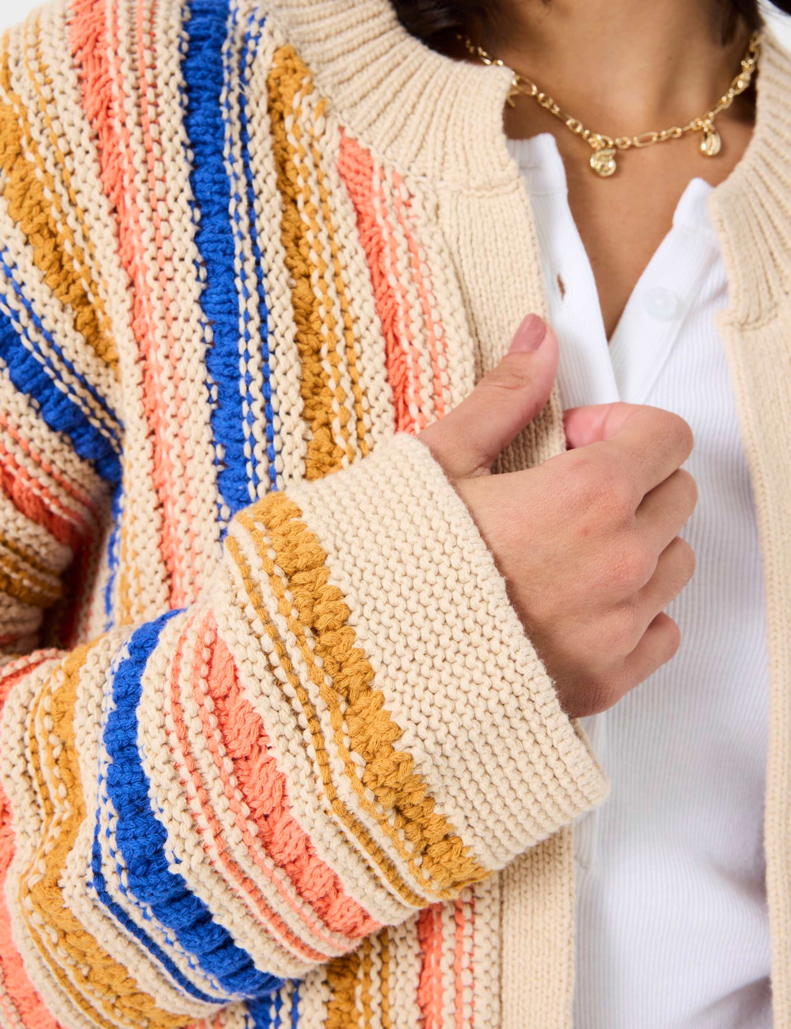 Pure Cotton Striped Open Front Cardigan 5 of 5