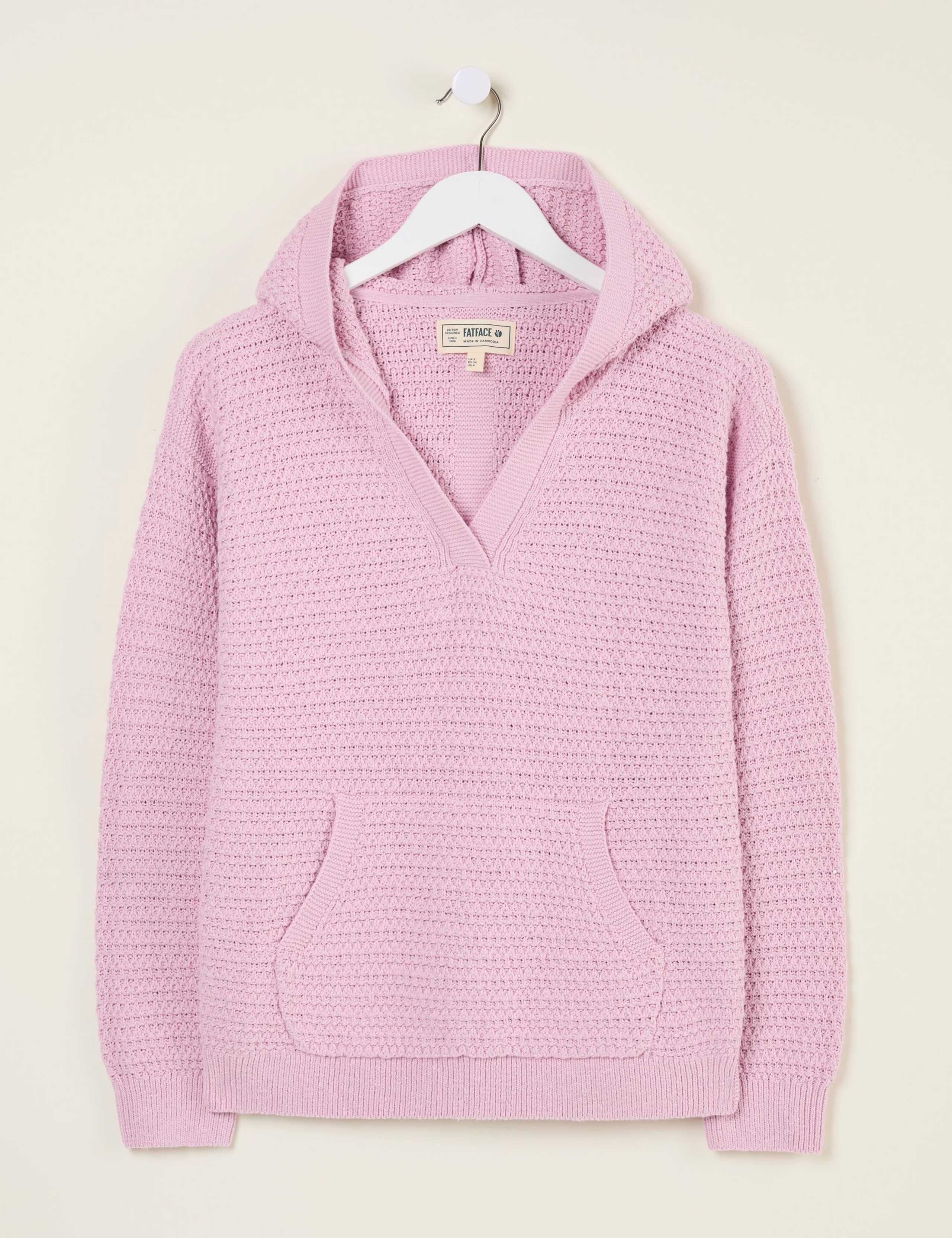 Pure Cotton Textured V-Neck Hoodie 2 of 5