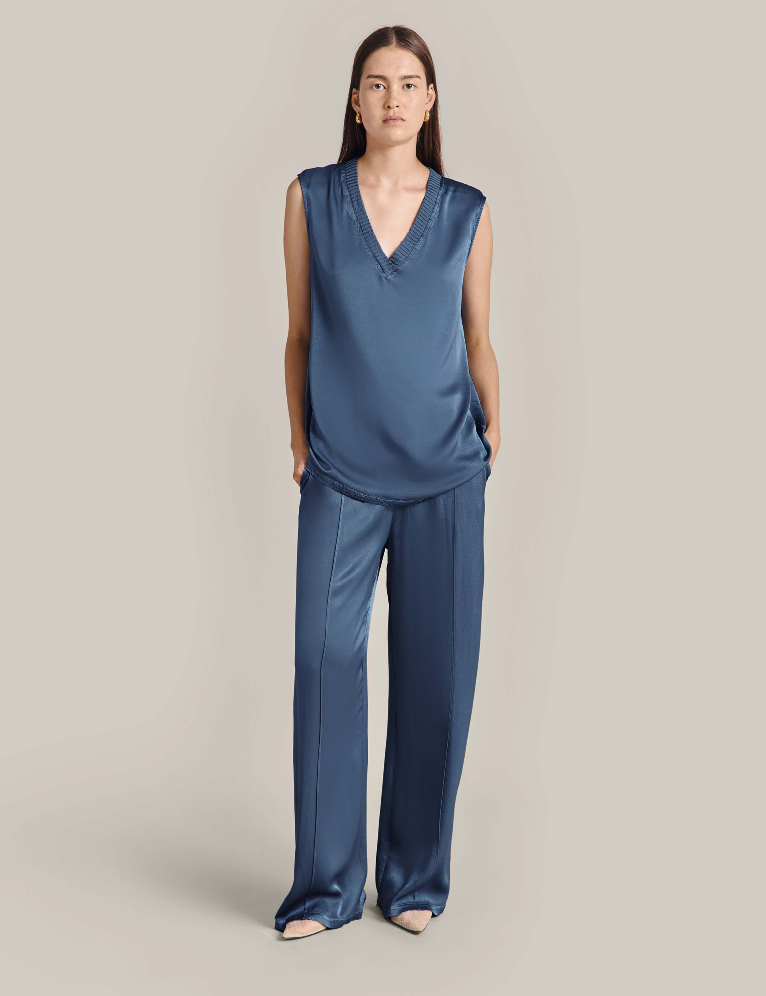 Satin V-Neck Vest Top 2 of 5