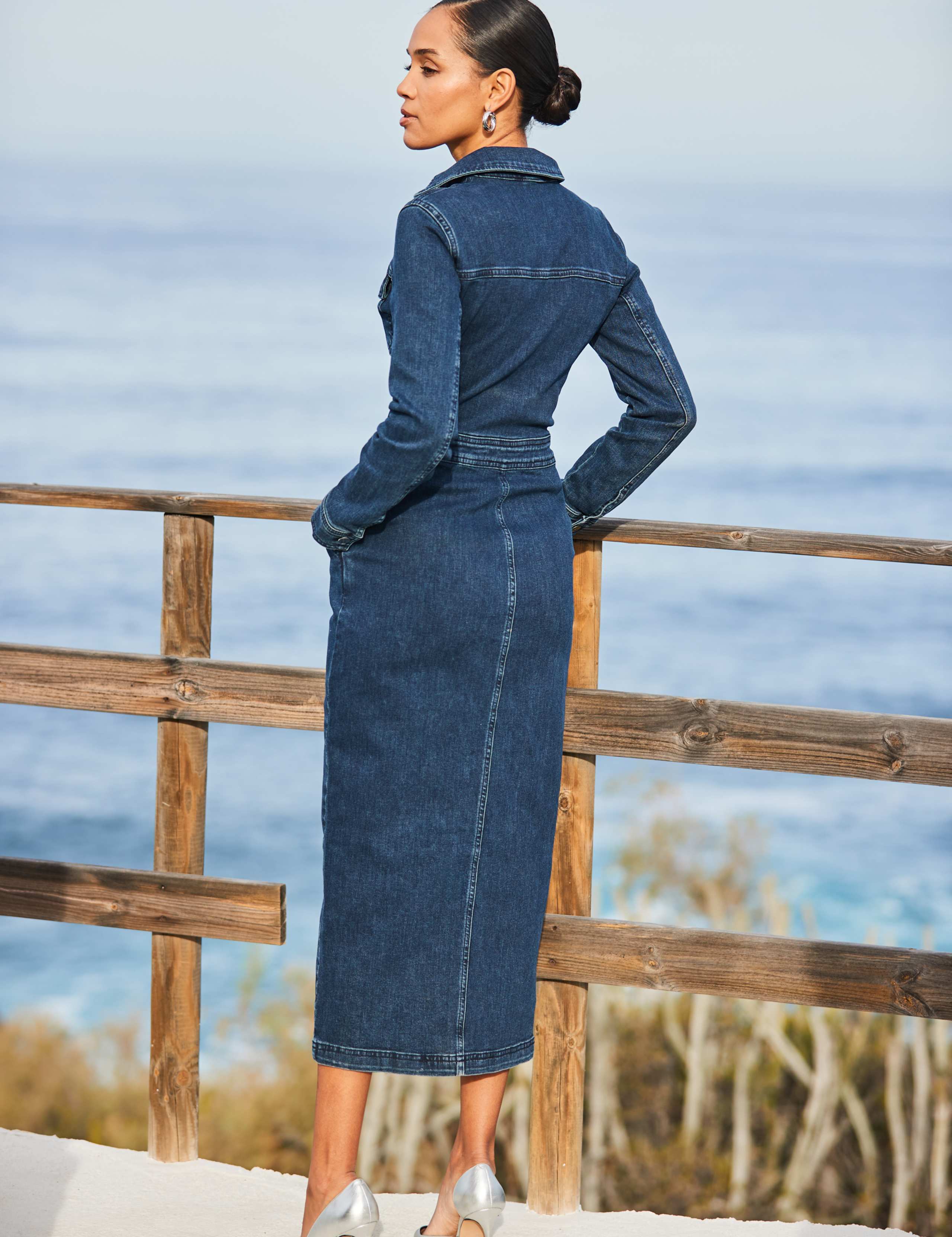 Cotton Rich Denim Midi Shirt Dress 3 of 6
