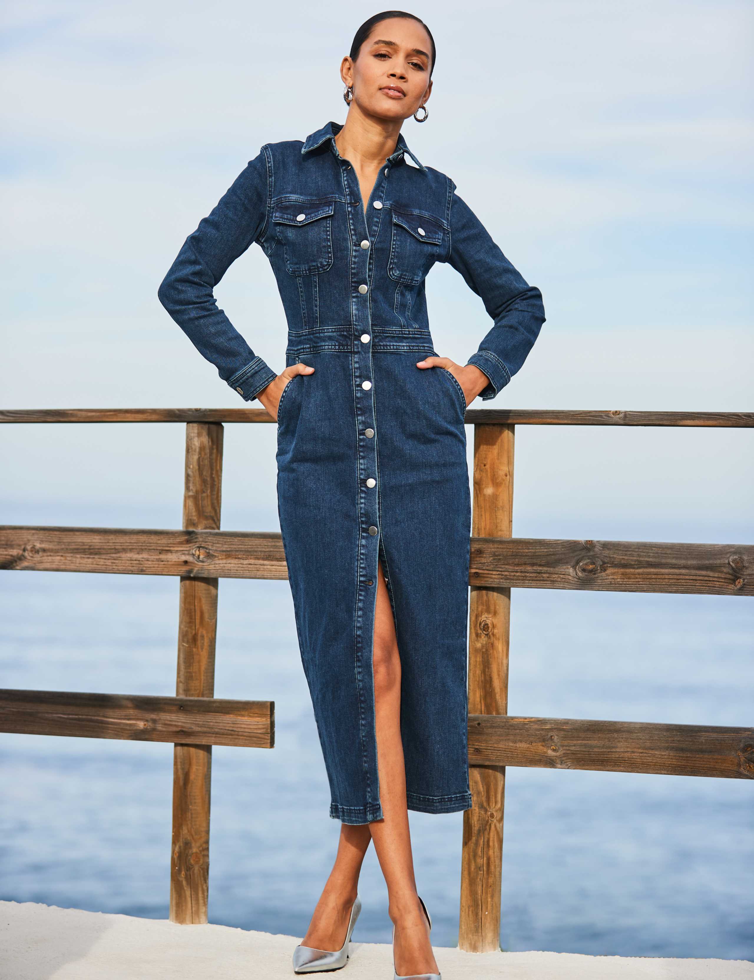 Cotton Rich Denim Midi Shirt Dress 4 of 6