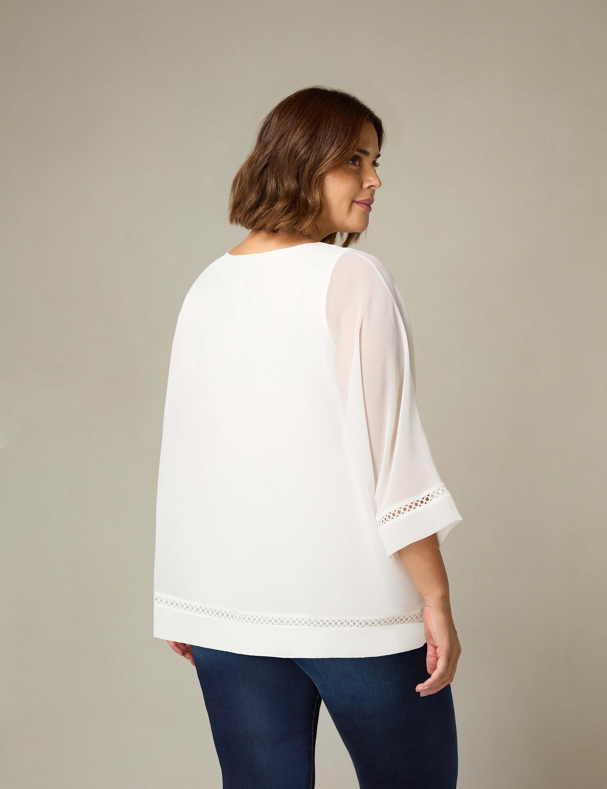 Sheer Embroidered Trim Relaxed Top 3 of 4