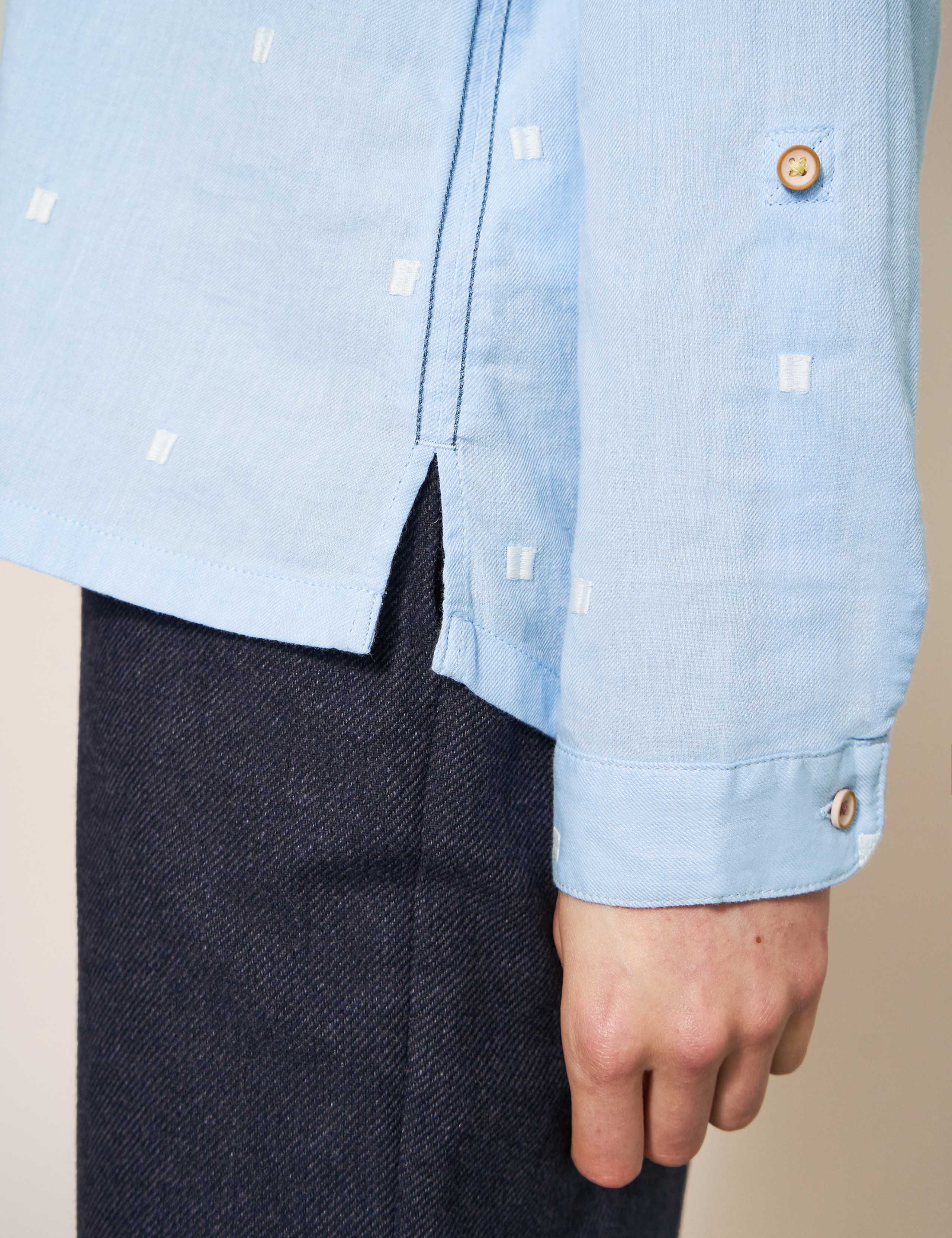 Pure Cotton Embroidered Collared Shirt 5 of 5