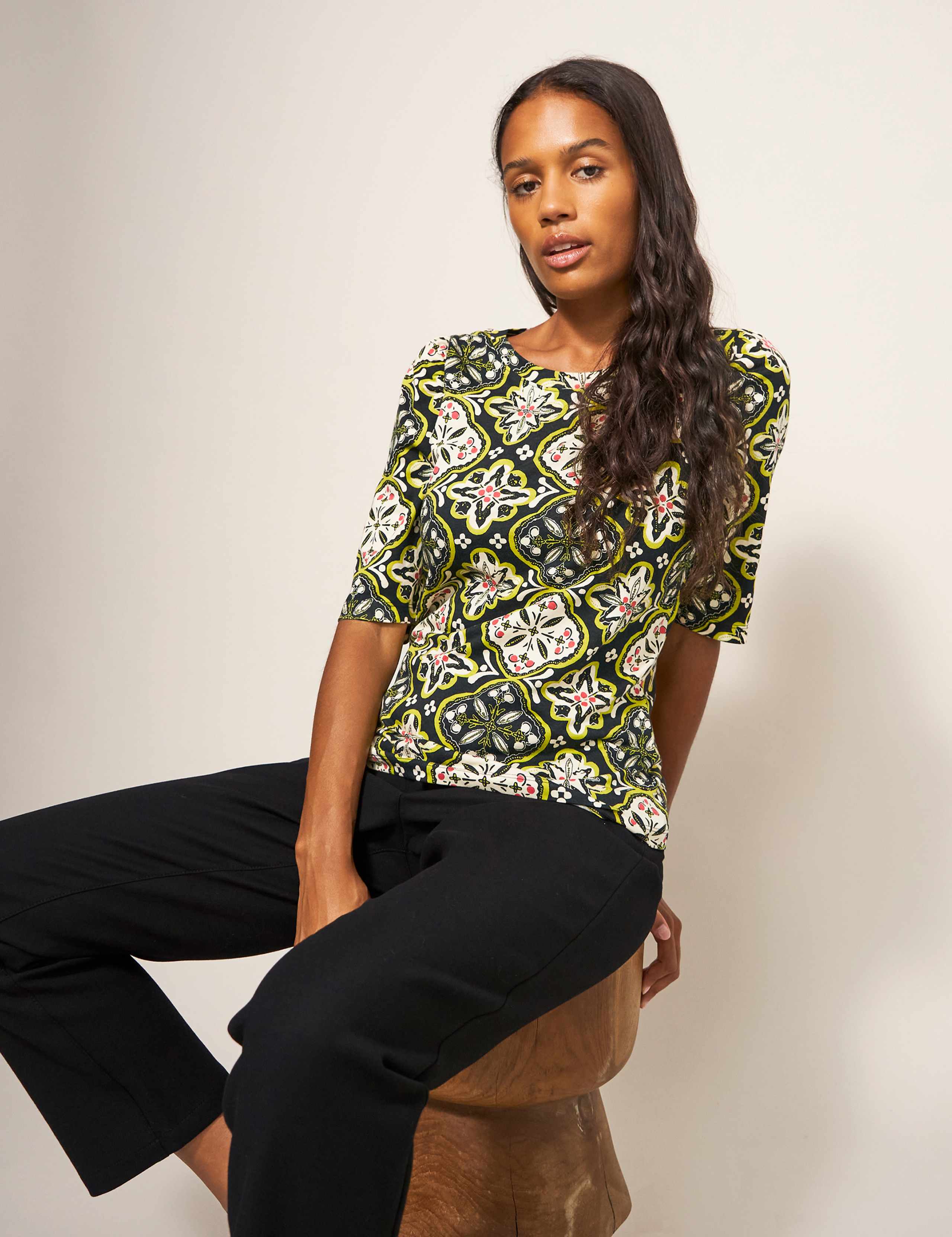 Cotton Modal Blend Printed T-Shirt 1 of 5