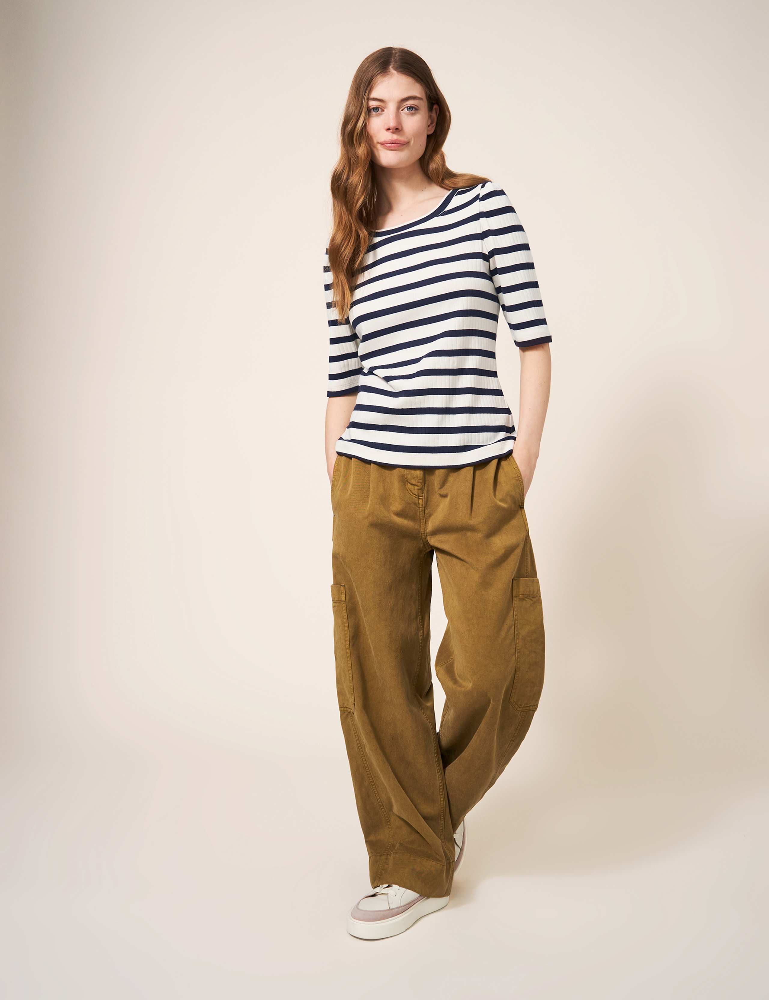 tシャツ Striped mold puff sleeve T-shirt レディース Striped Margot Long Sleeve T-shirt - Red | Levi's® US
