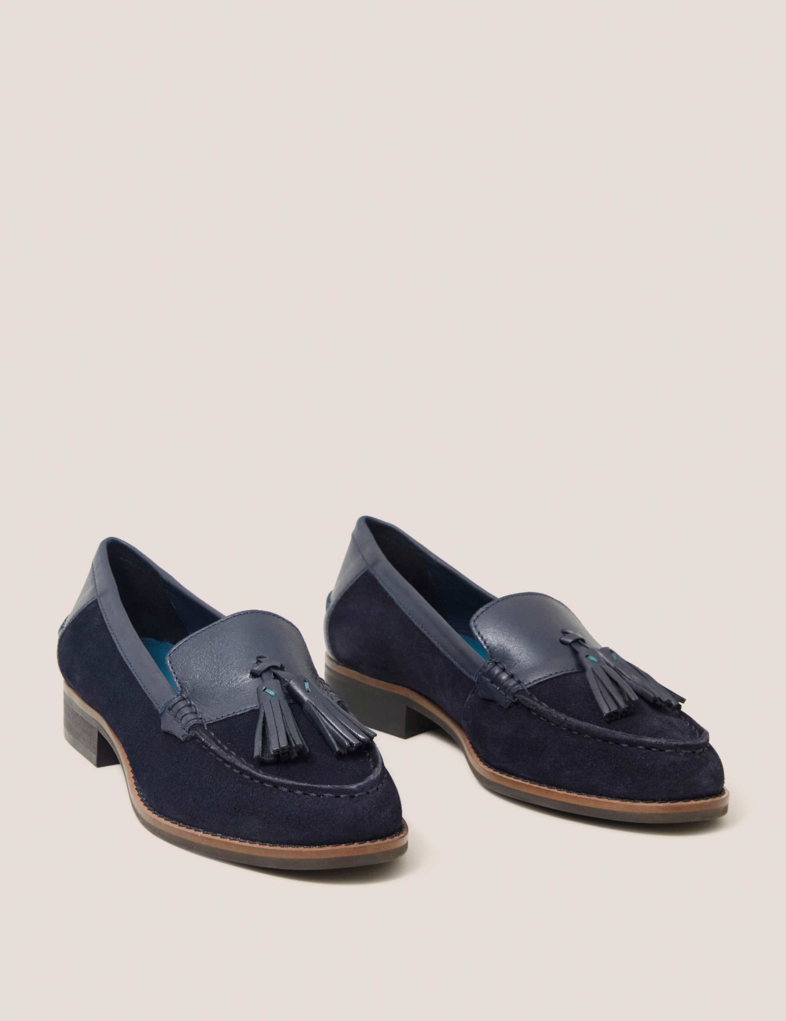 Suede Tassel Block Heel Loafers 1 of 3