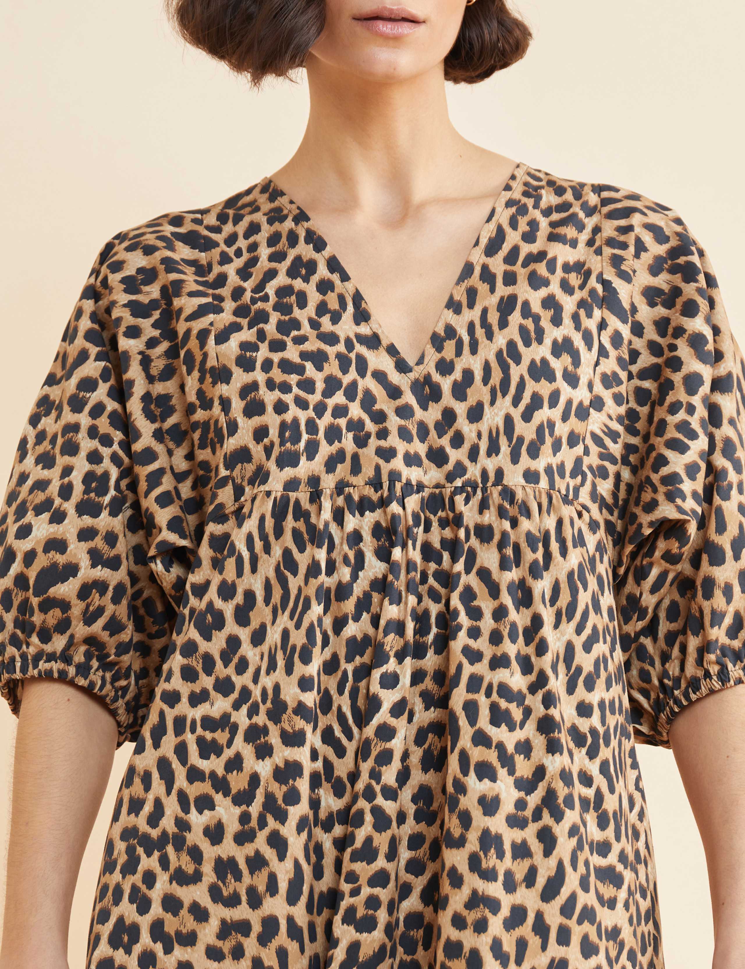Cotton Animal Print V-Neck Dress 2 of 3
