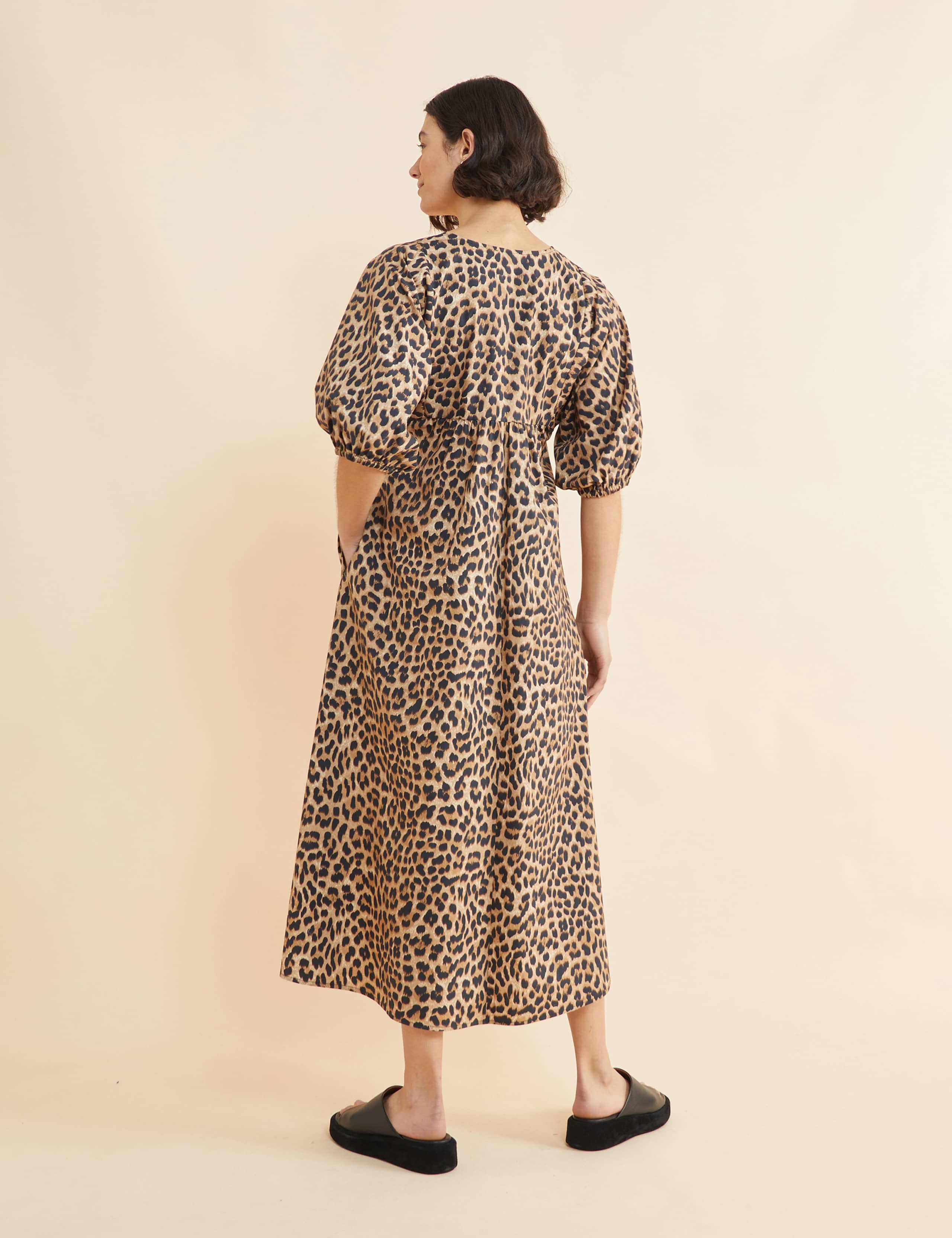 Cotton Animal Print V-Neck Dress 3 of 3