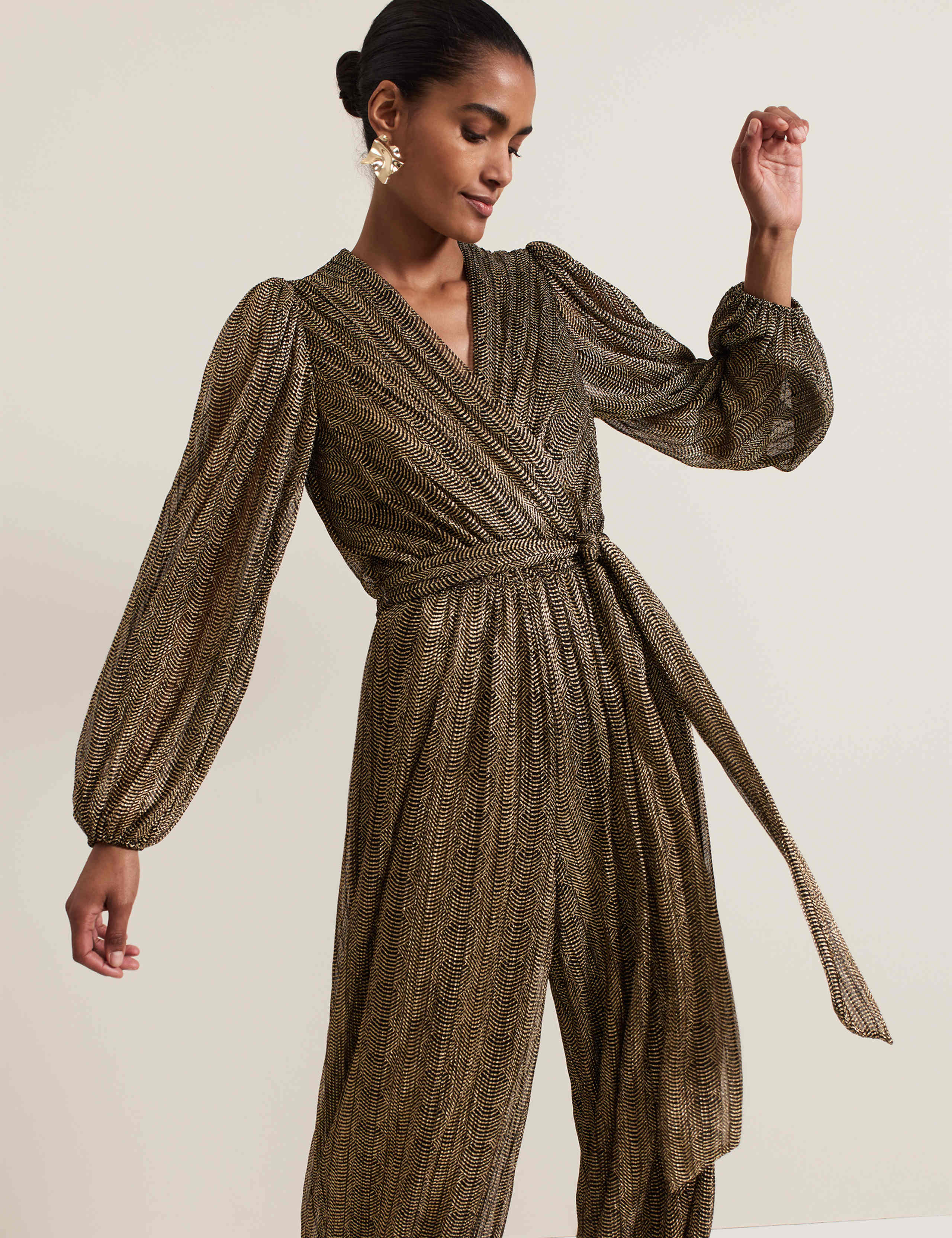 Sparkly Tie Detail Wide Leg Jumpsuit 3 of 8