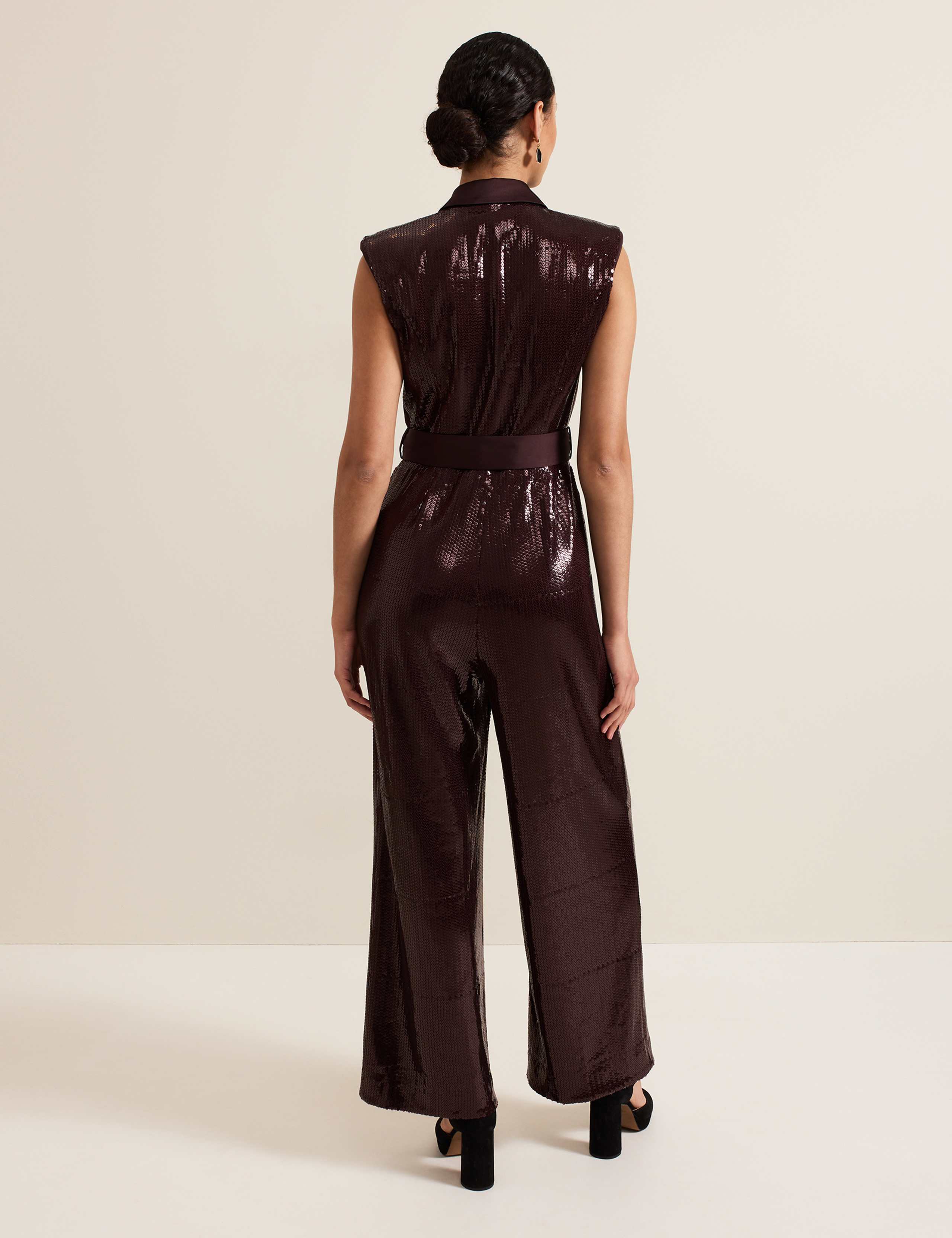 Sequin Belted Wide Leg Jumpsuit 4 of 8