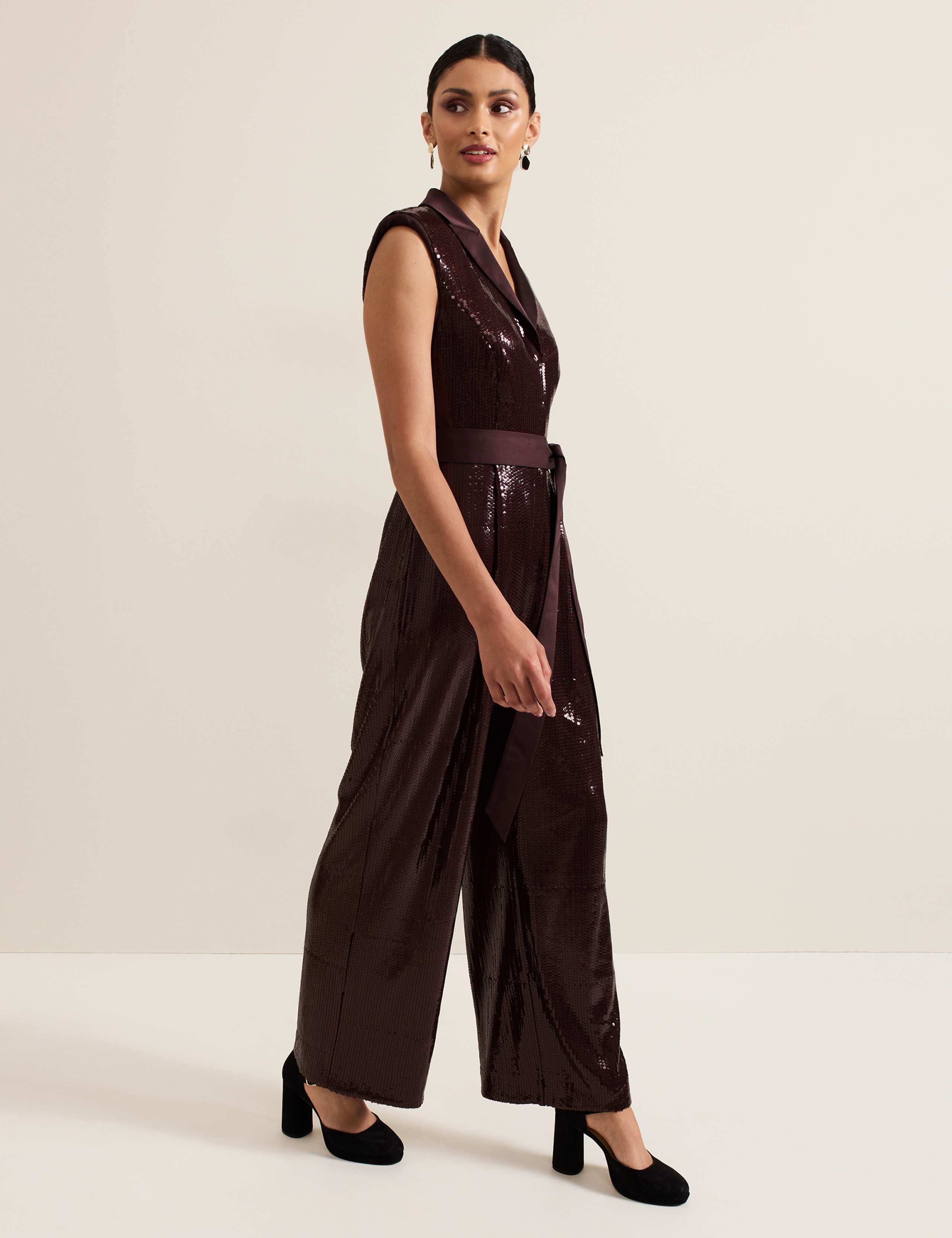 Sequin Belted Wide Leg Jumpsuit 6 of 8