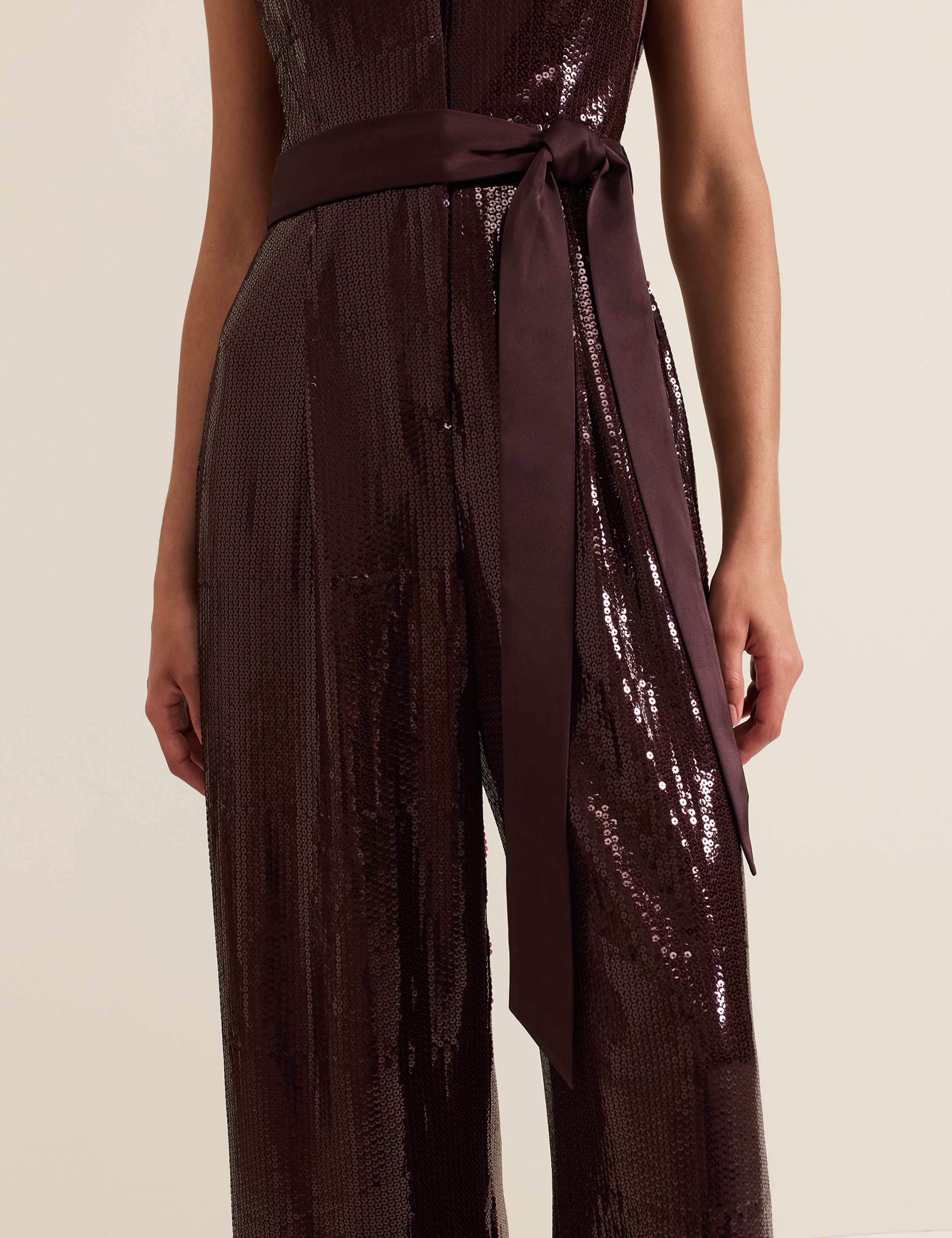 Sequin Belted Wide Leg Jumpsuit 8 of 8