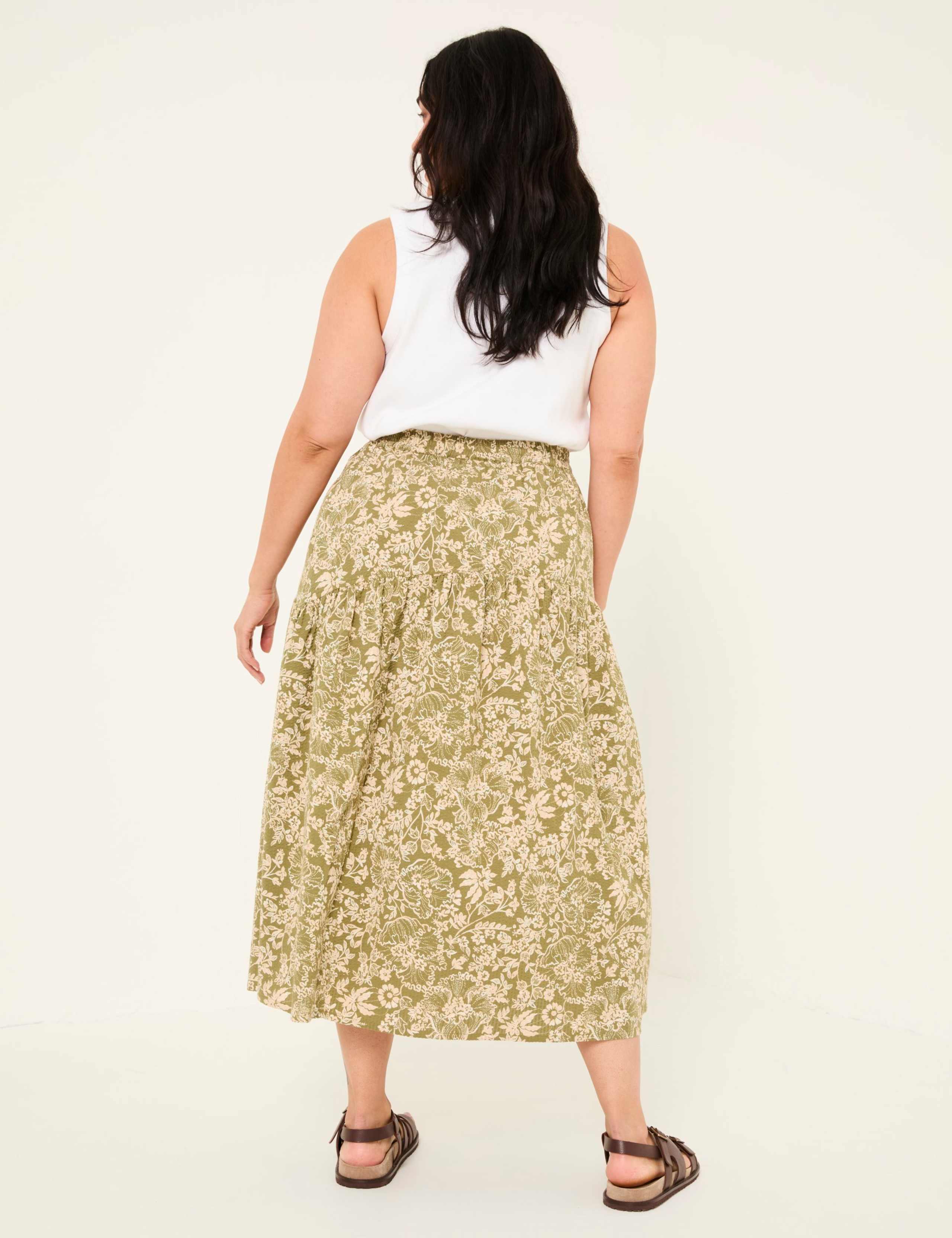 Pure Cotton Floral Tiered Midi Skirt 8 of 10