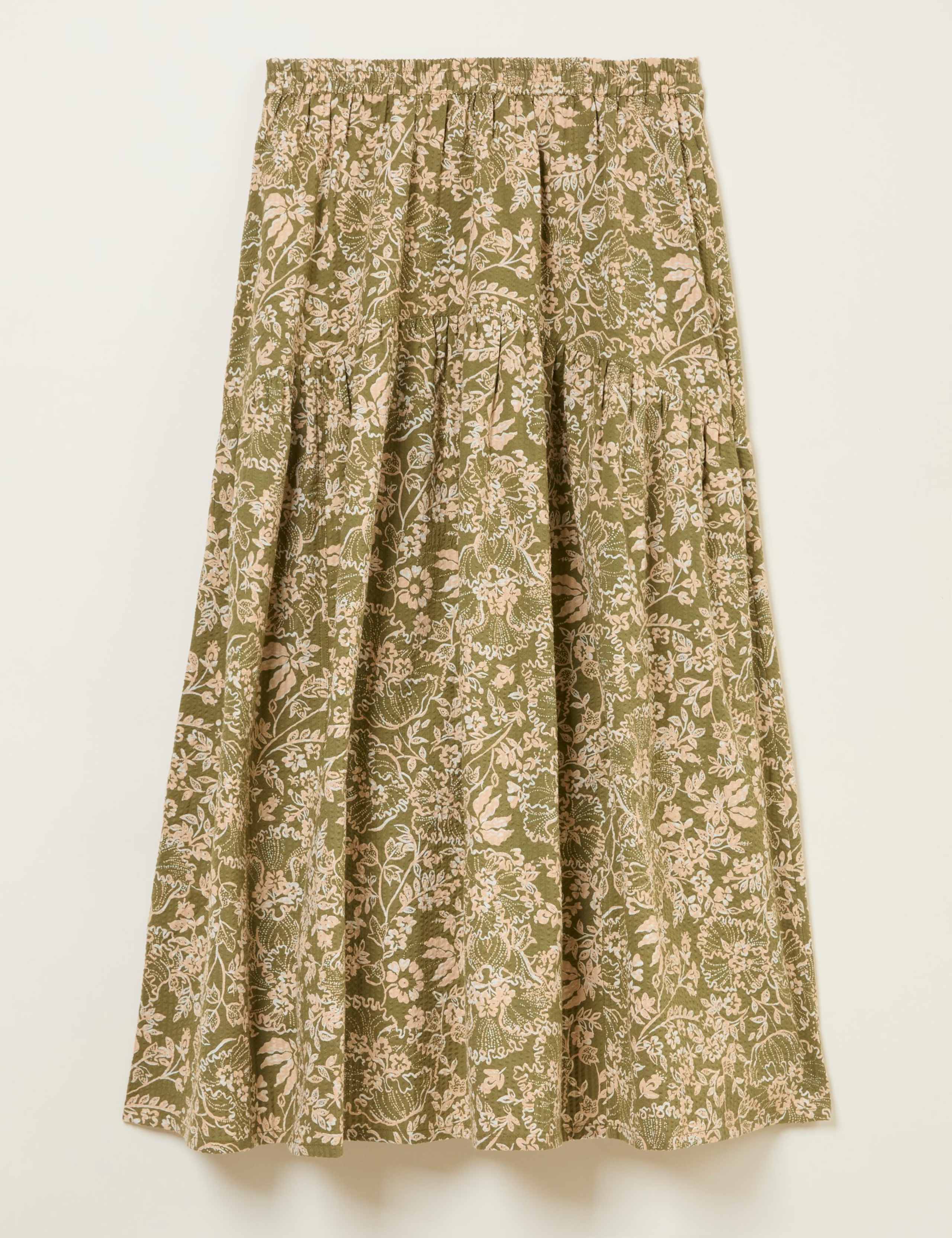 Pure Cotton Floral Tiered Midi Skirt 2 of 10