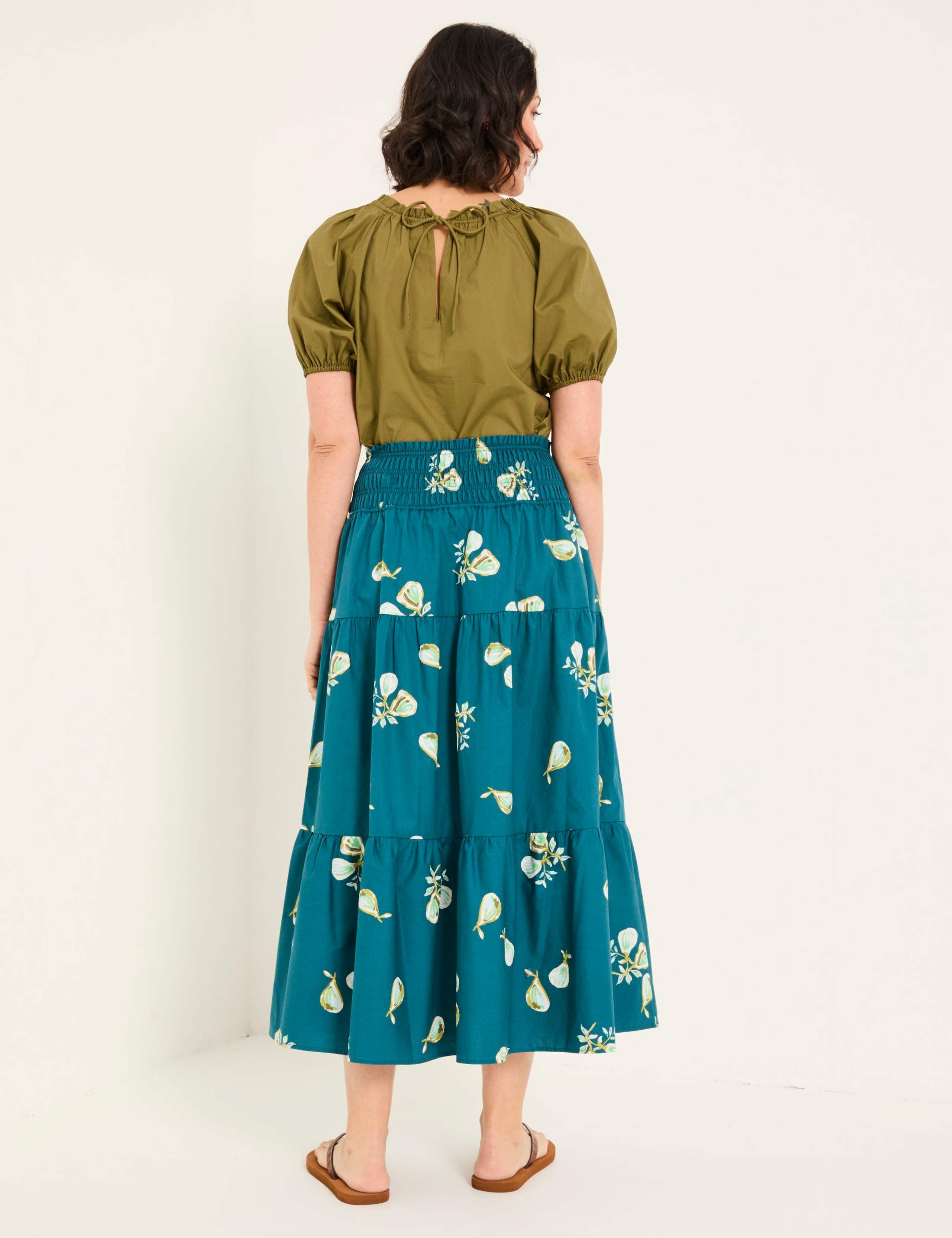 Pure Cotton Printed Midi Tiered Skirt 3 of 6