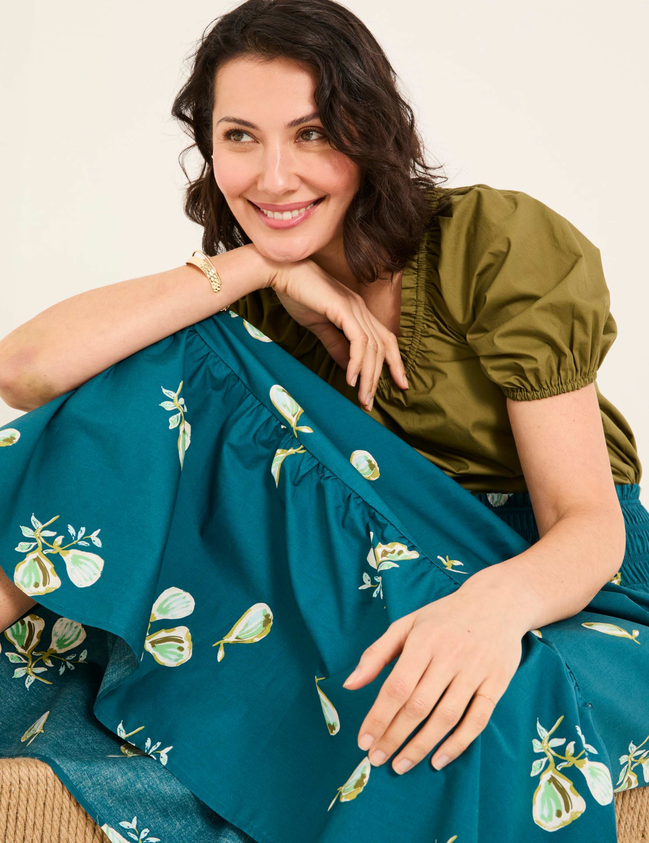 Pure Cotton Printed Midi Tiered Skirt 4 of 6