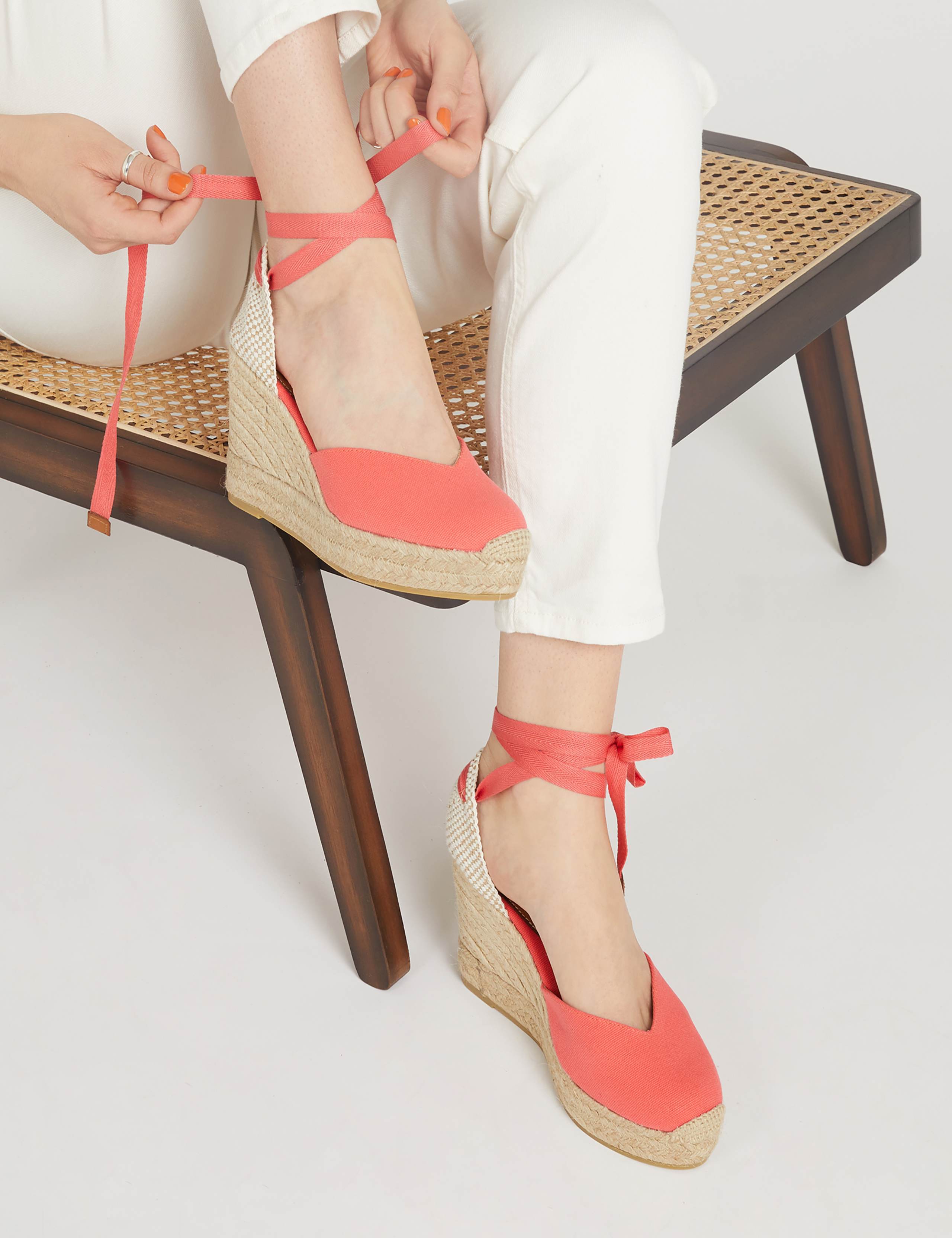 Canvas Ankle Strap Wedge Espadrilles 1 of 7