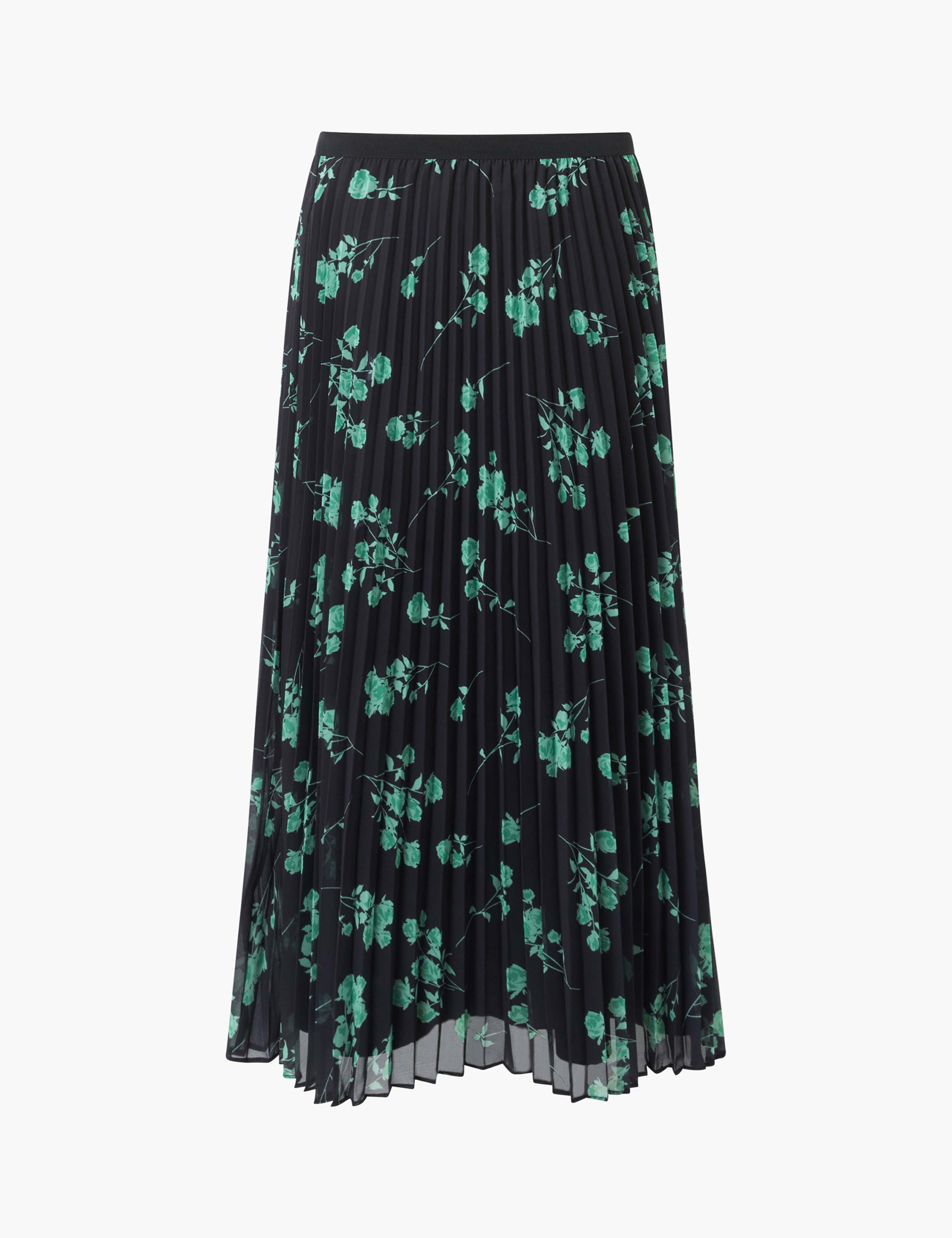 Floral Print Pleated Midi Skirt 2 of 4