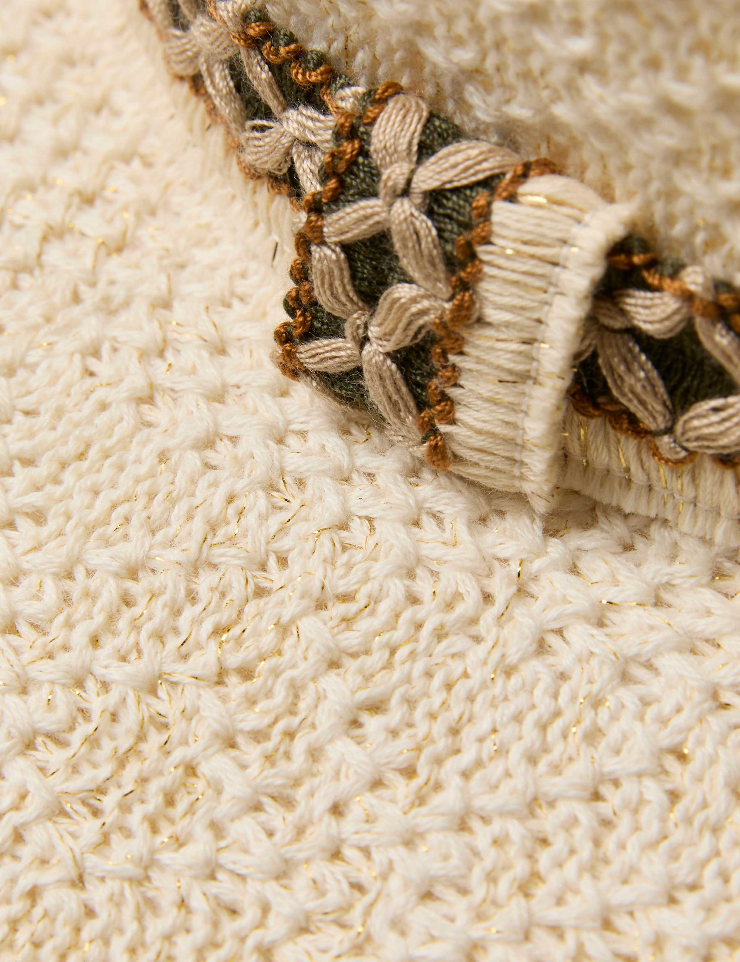 Pure Cotton Embellished Fedora Hat 3 of 3