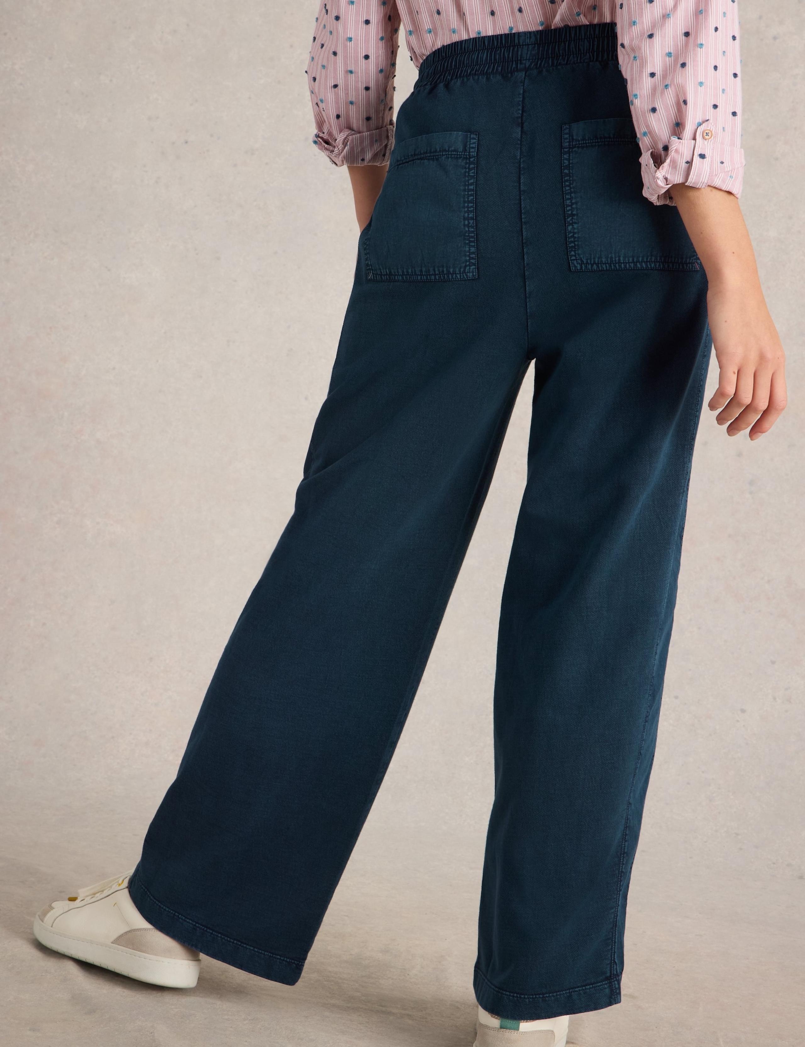 Pure Cotton Jersey Wide Leg Trousers 4 of 6