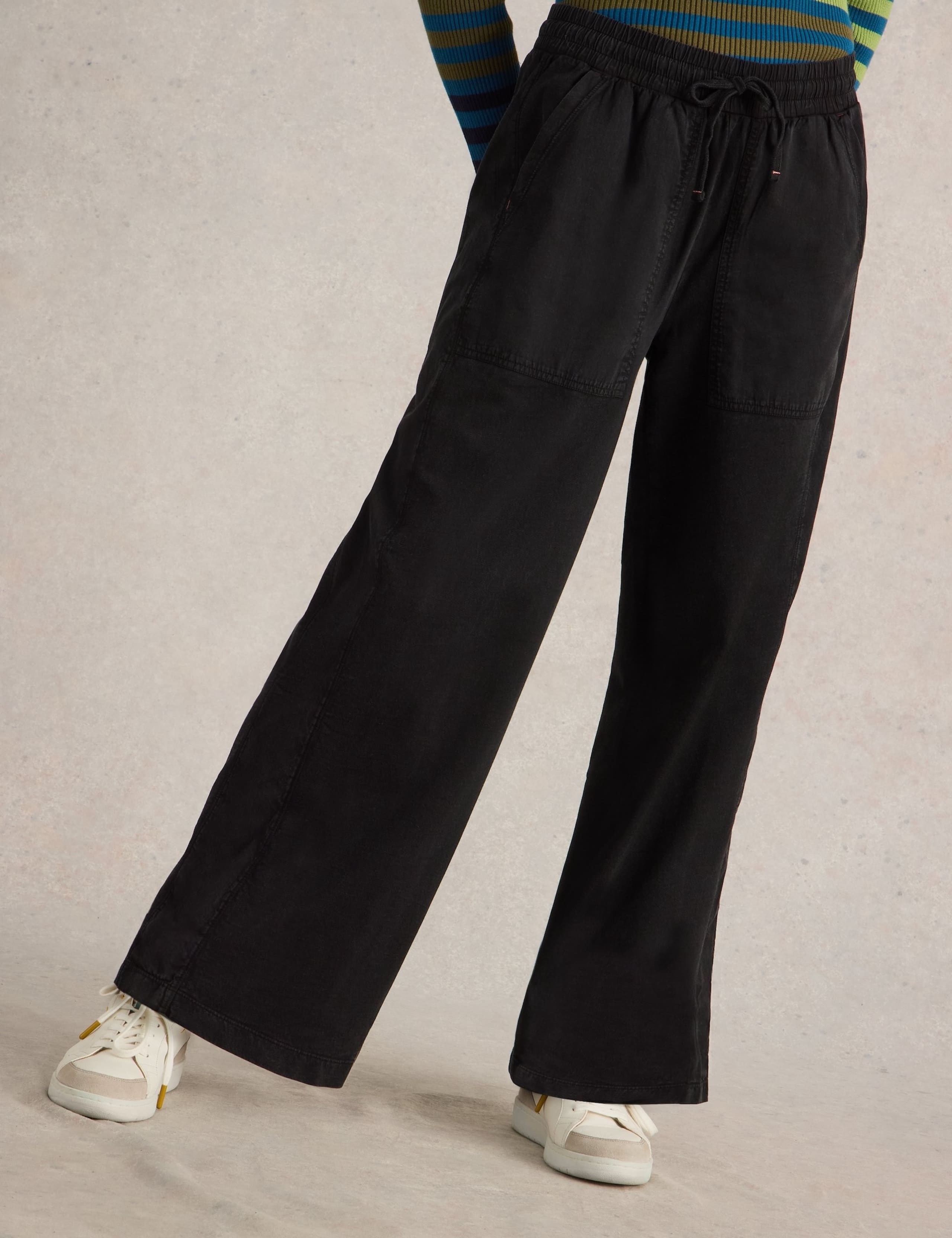 Pure Cotton Jersey Wide Leg Trousers 3 of 6