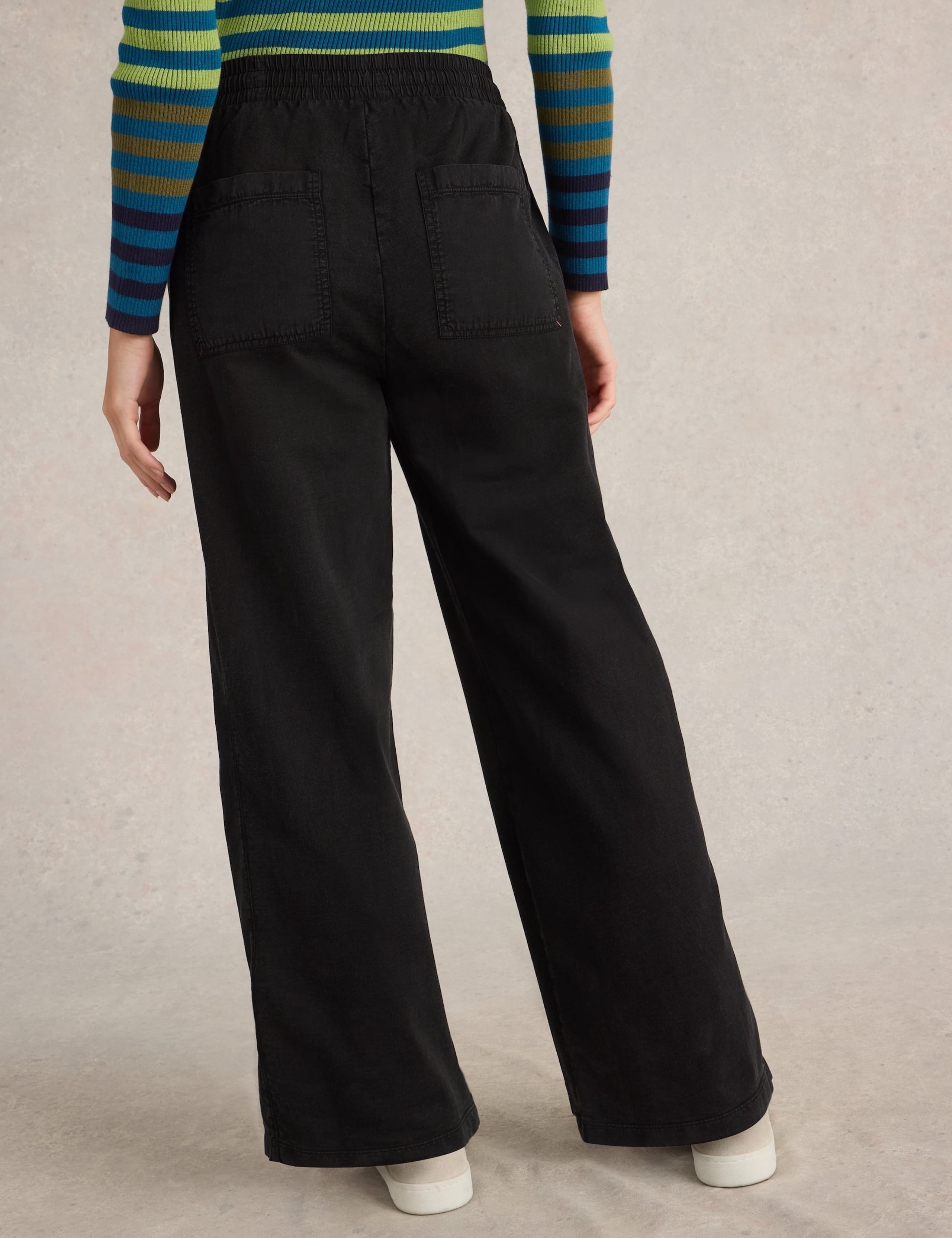 Pure Cotton Jersey Wide Leg Trousers 4 of 6