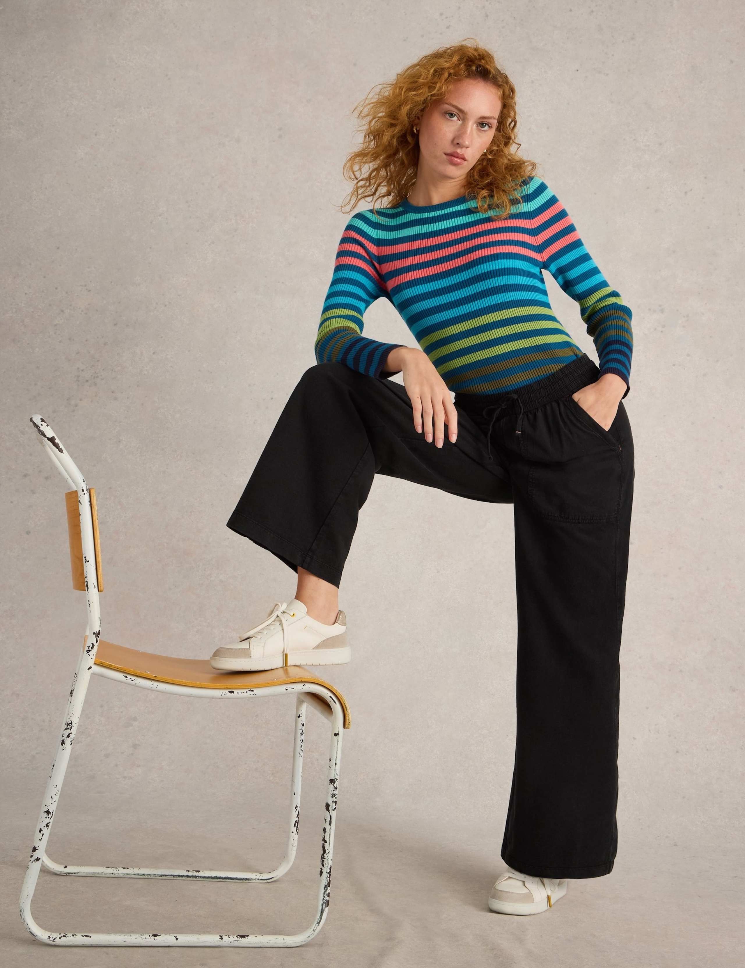 Pure Cotton Jersey Wide Leg Trousers 5 of 6