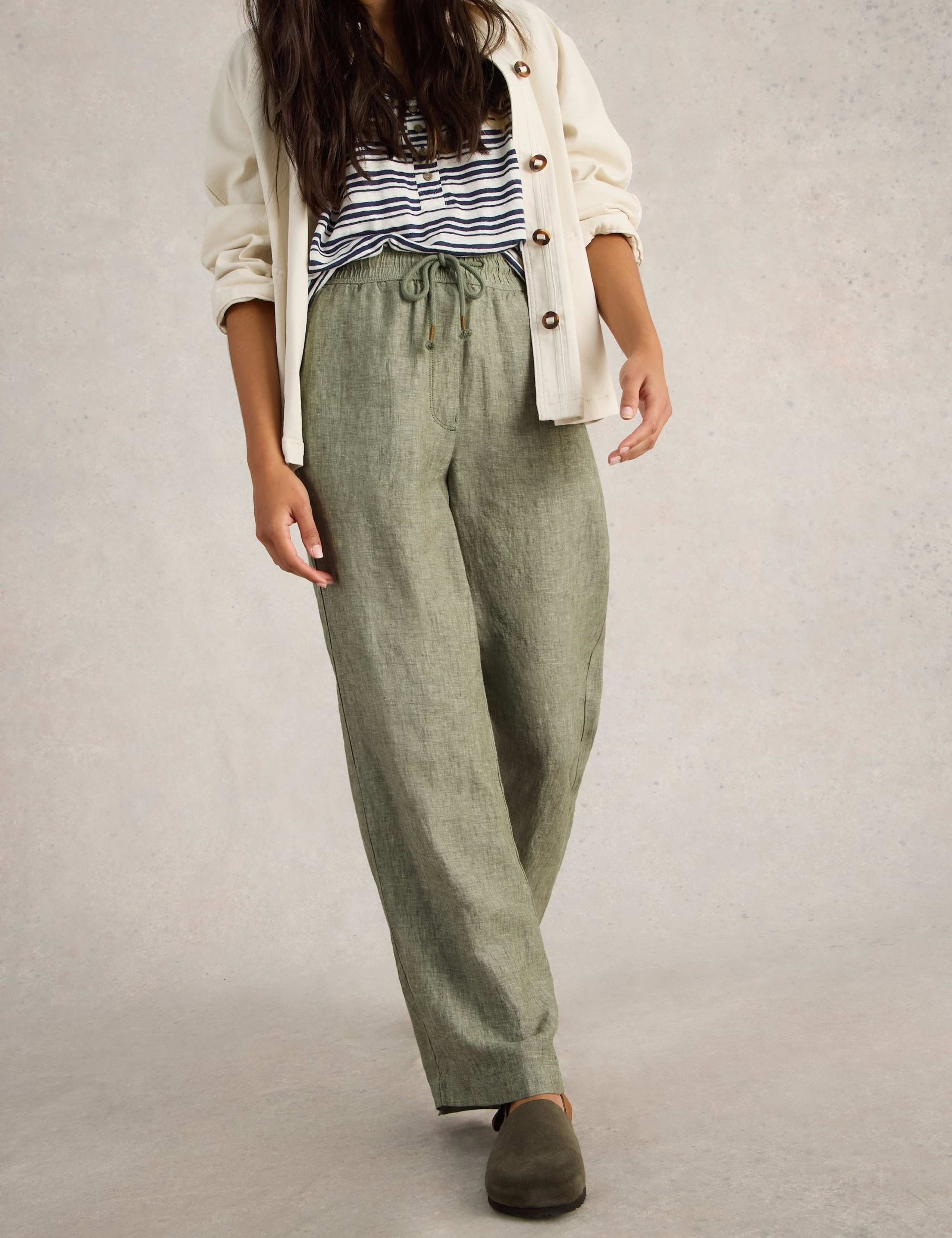 Pure Linen Wide Leg Trousers 3 of 6