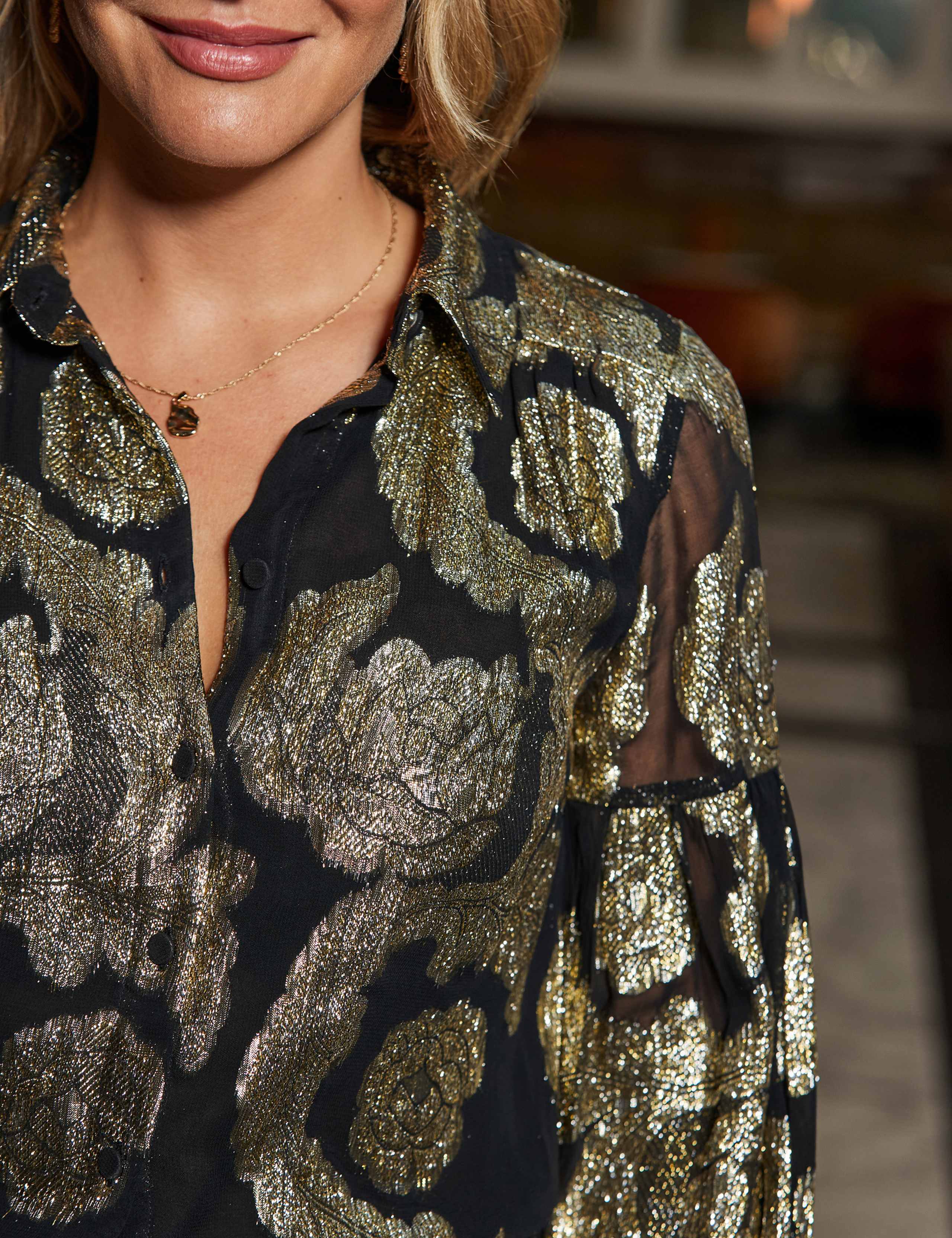 Metallic Foil Floral Shirt 3 of 5