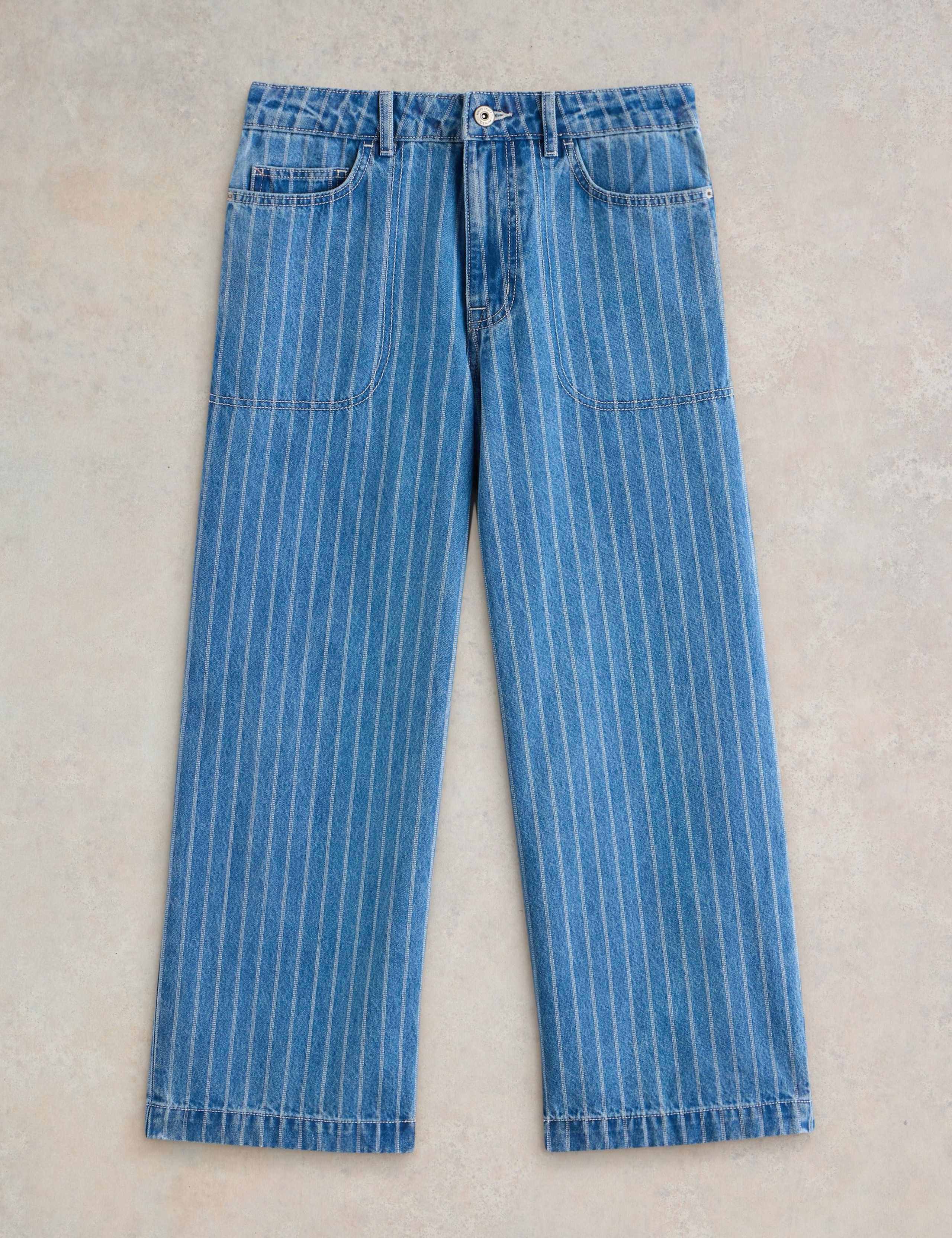 Striped Wide Leg Cropped Jeans 2 of 6