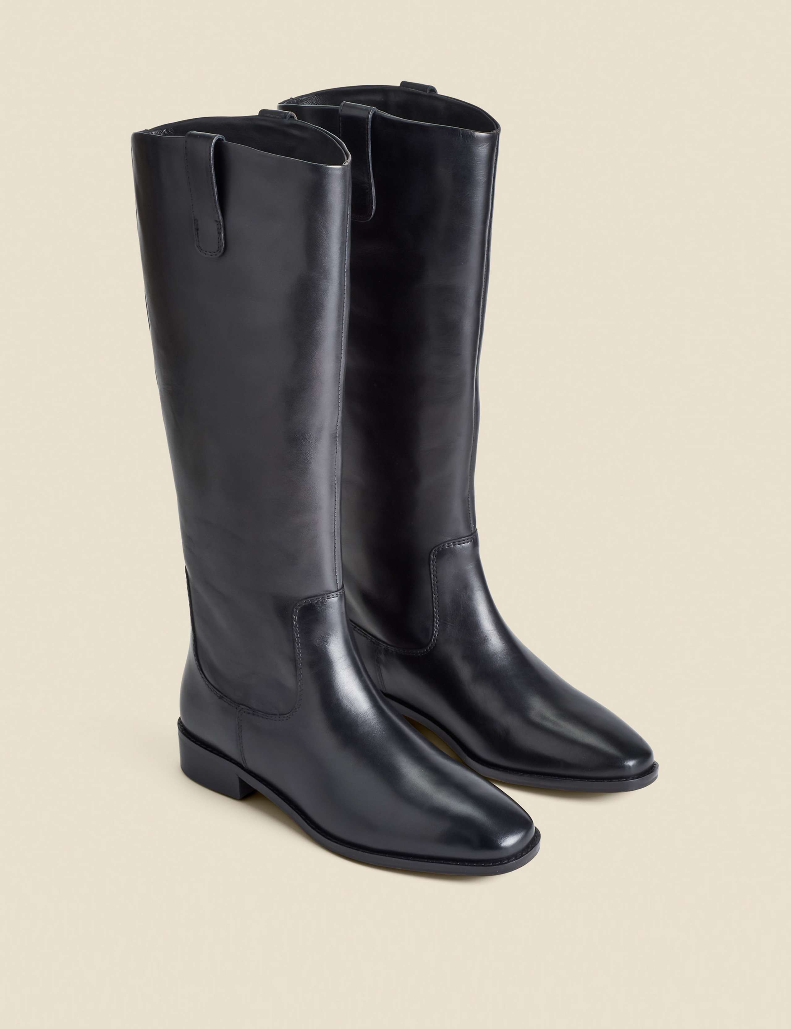 Square Toe Flat Leather Boots 2 of 4