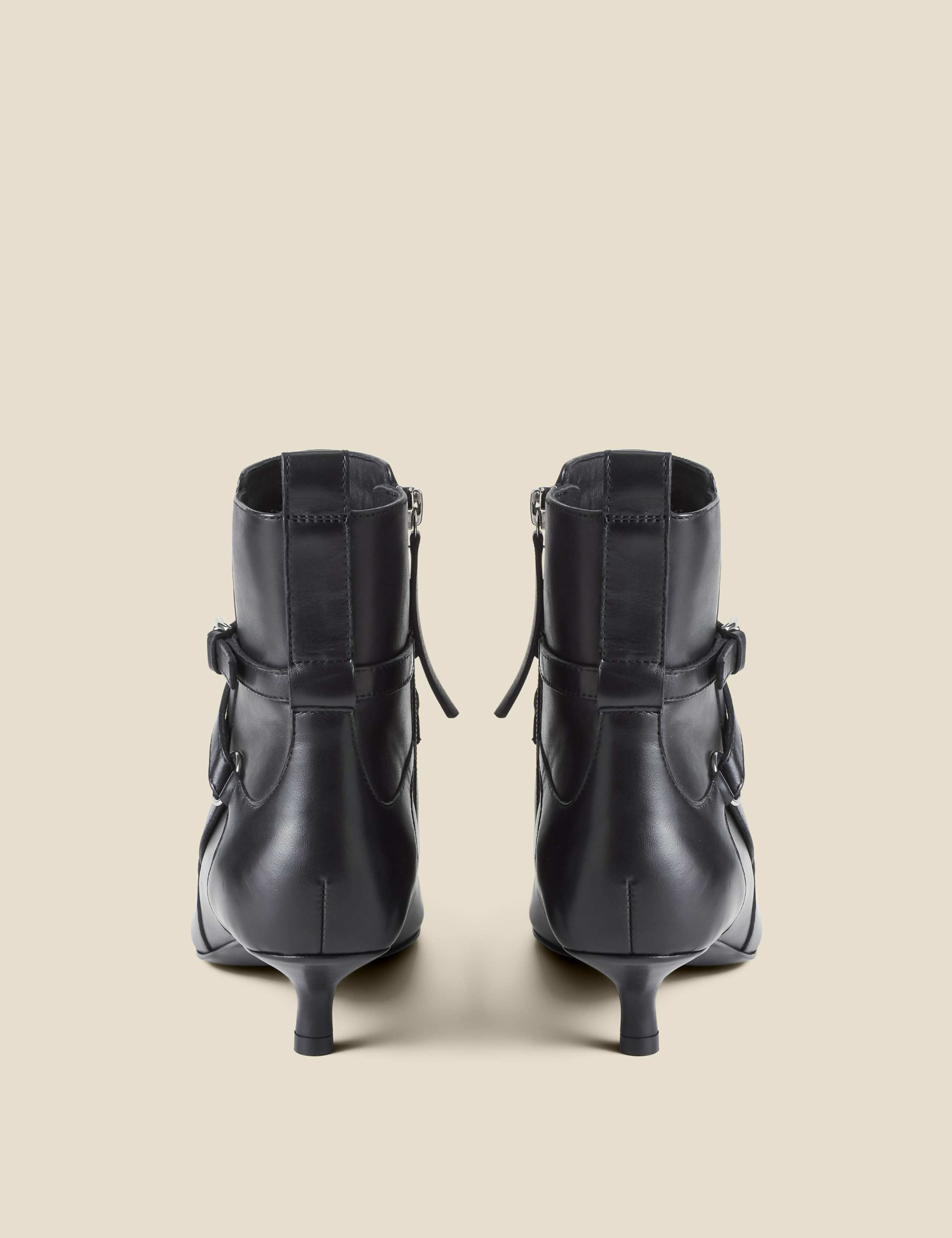 Leather Kitten Heel Ankle Boots 3 of 4