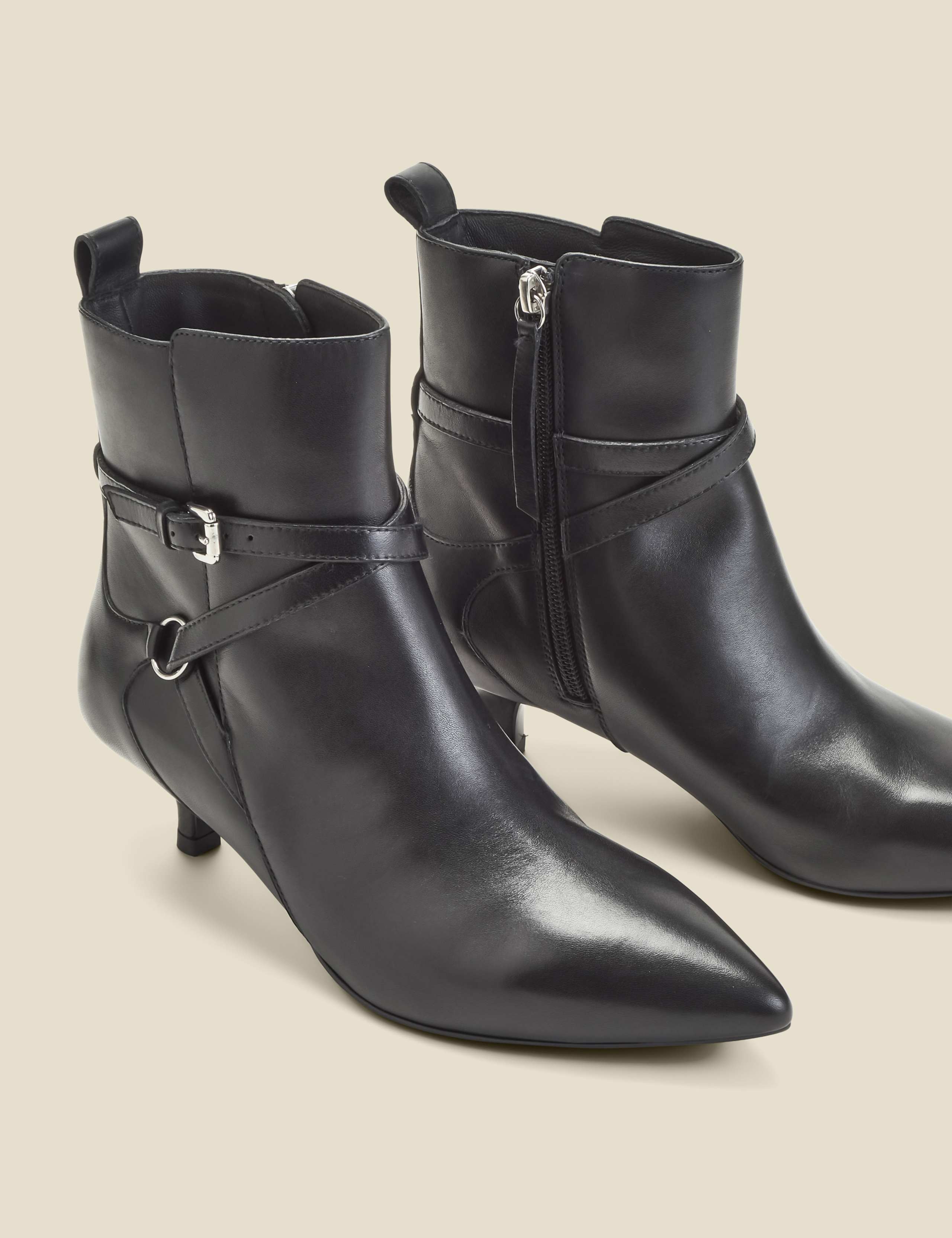 Leather Kitten Heel Ankle Boots 4 of 4