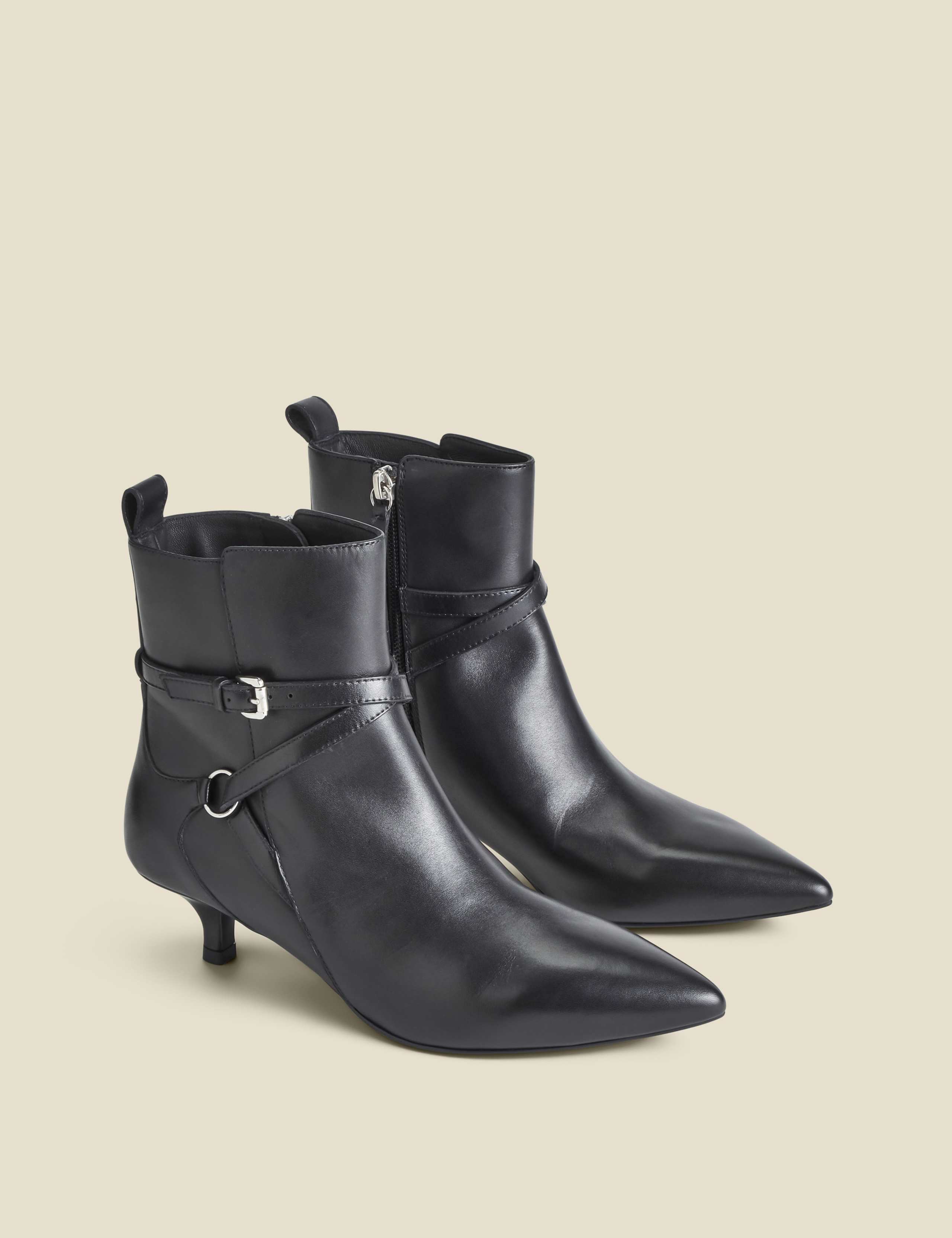 Leather Kitten Heel Ankle Boots 2 of 4