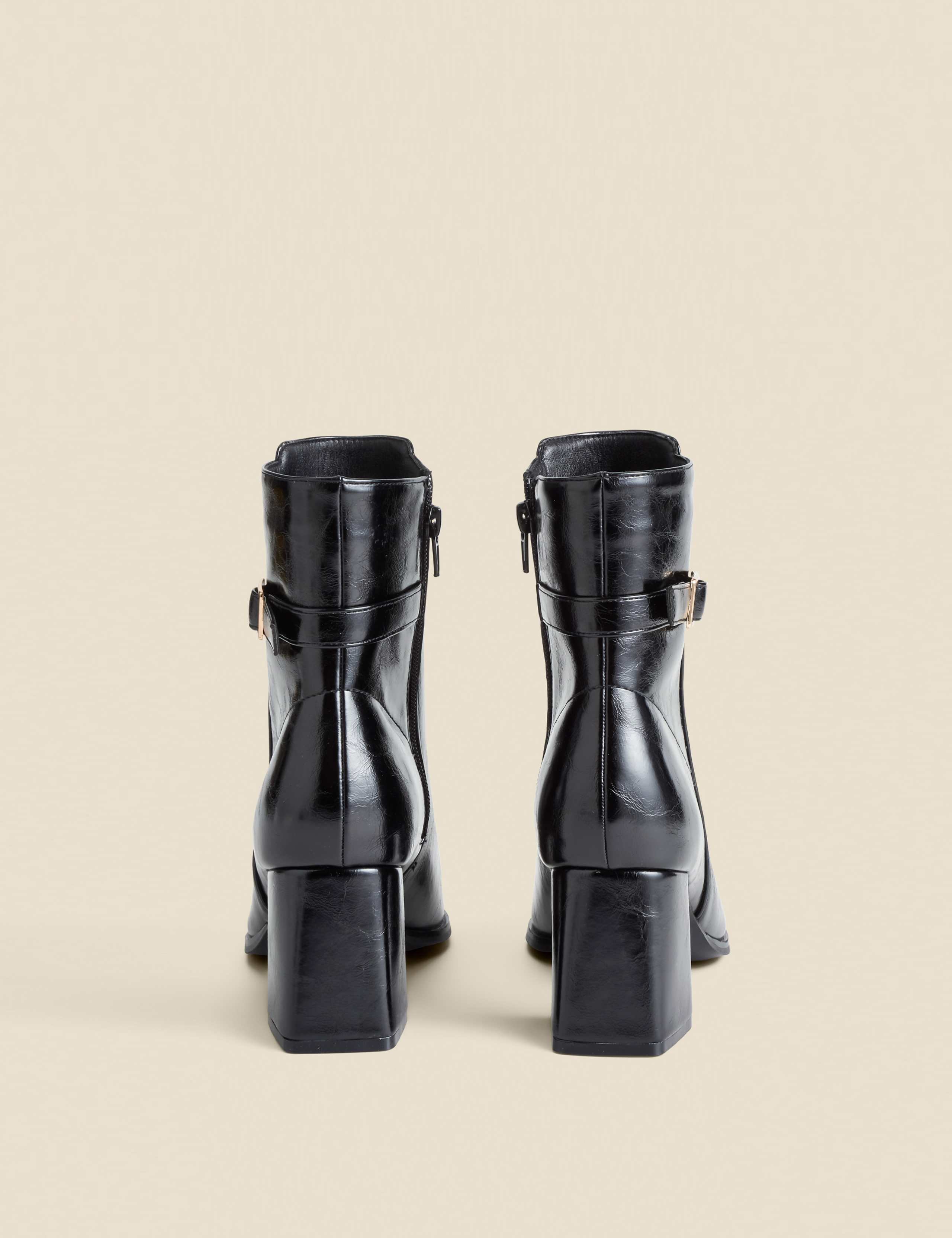 Block Heel Ankle Boots With Buckle Trim 3 of 4