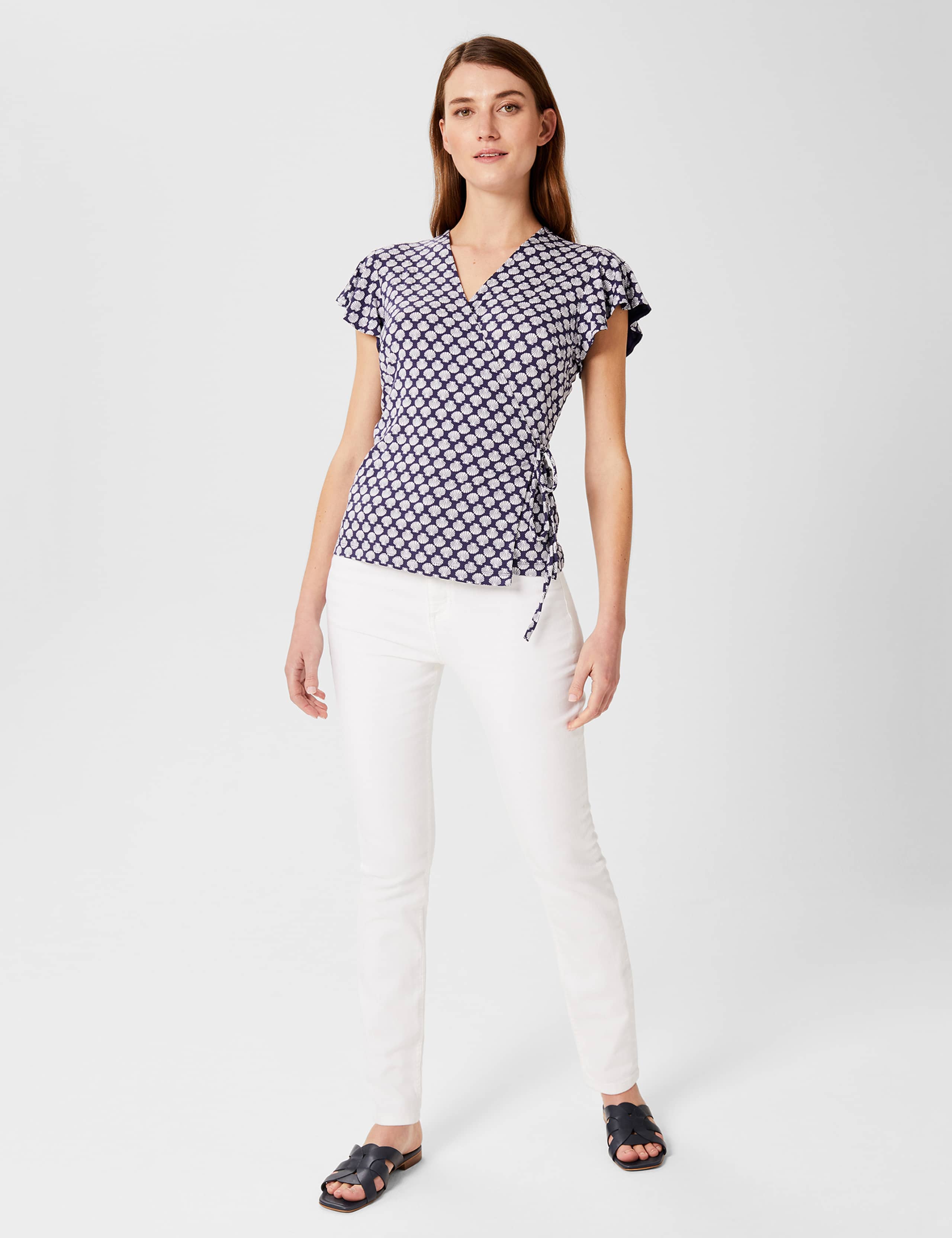 Geometric Short Sleeve Wrap Top 4 of 6