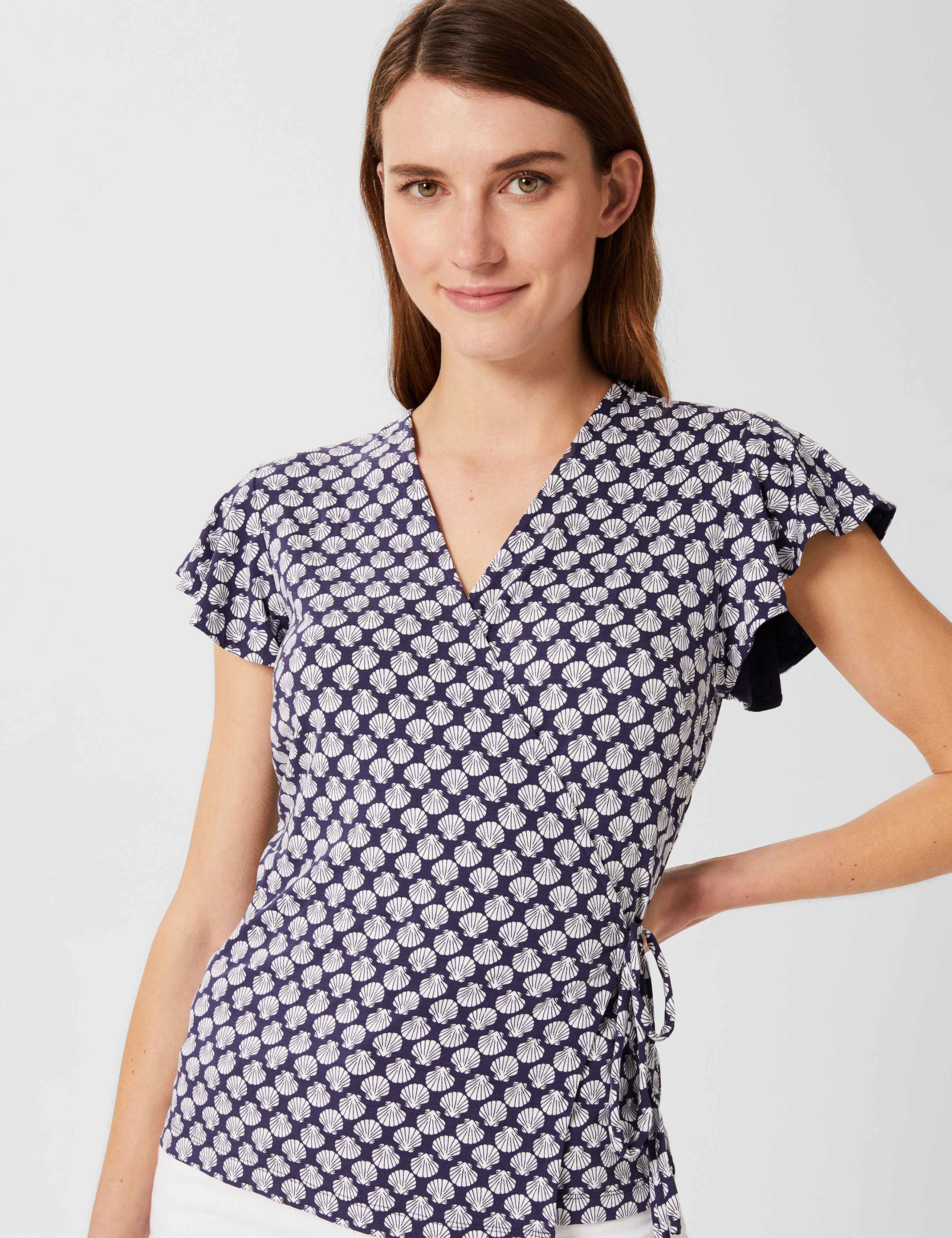 Geometric Short Sleeve Wrap Top 5 of 6