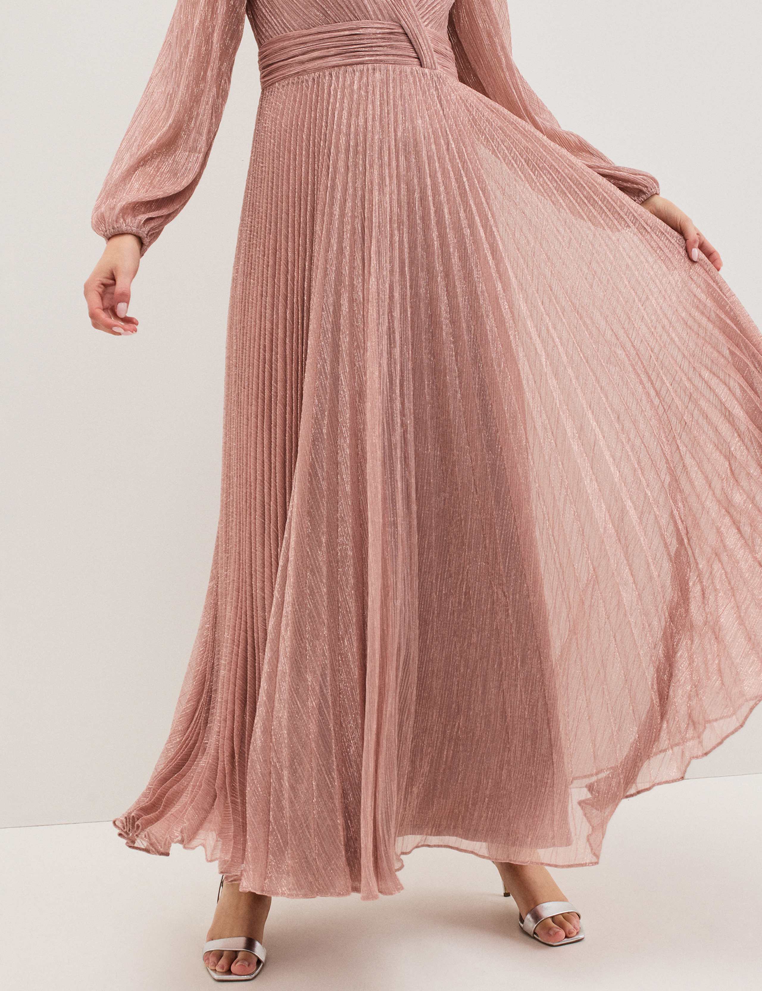 Plisse V-Neck Maxi Skater Dress 6 of 7