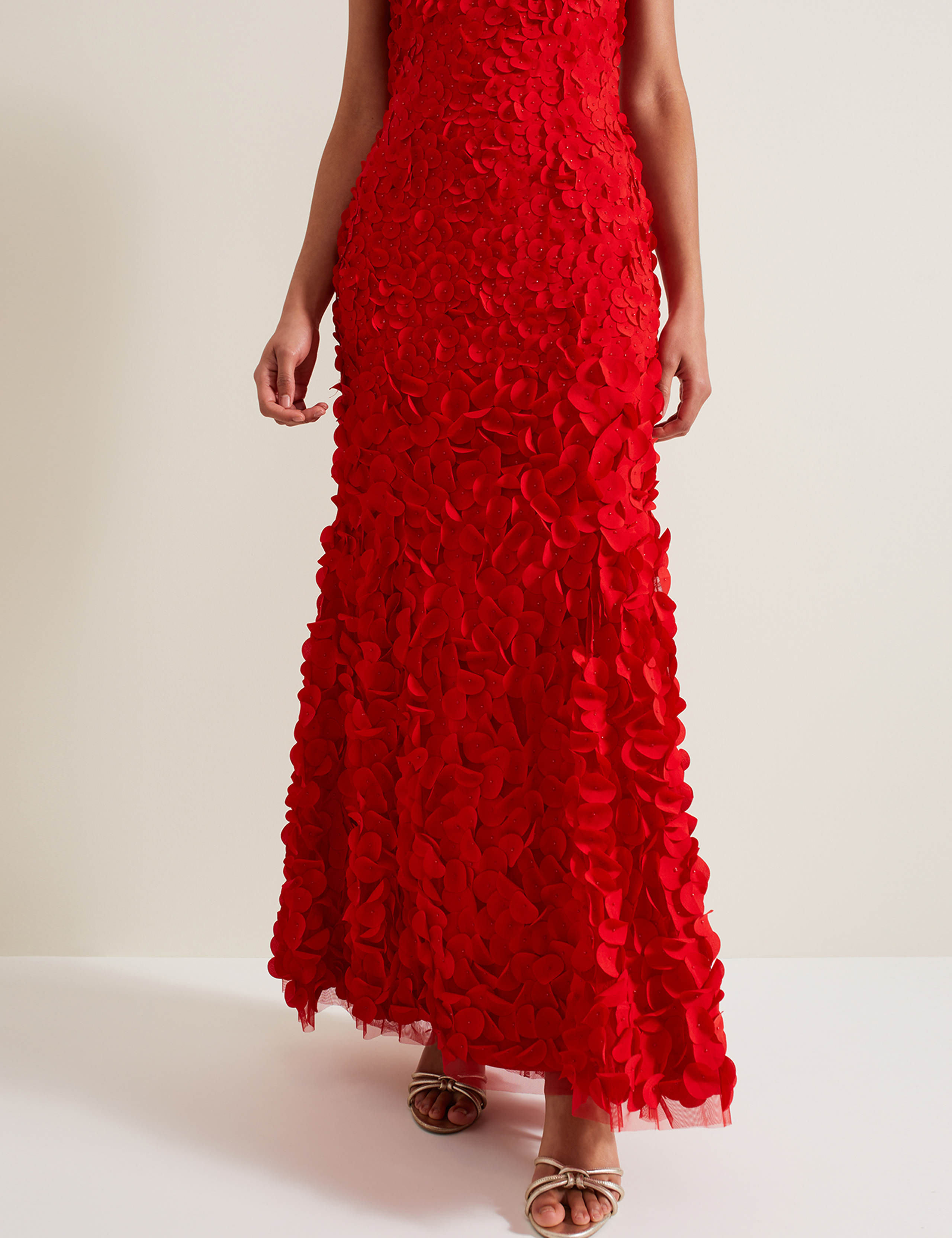 Chiffon Applique Ruffle V-Neck Maxi Skater Dress 7 of 8