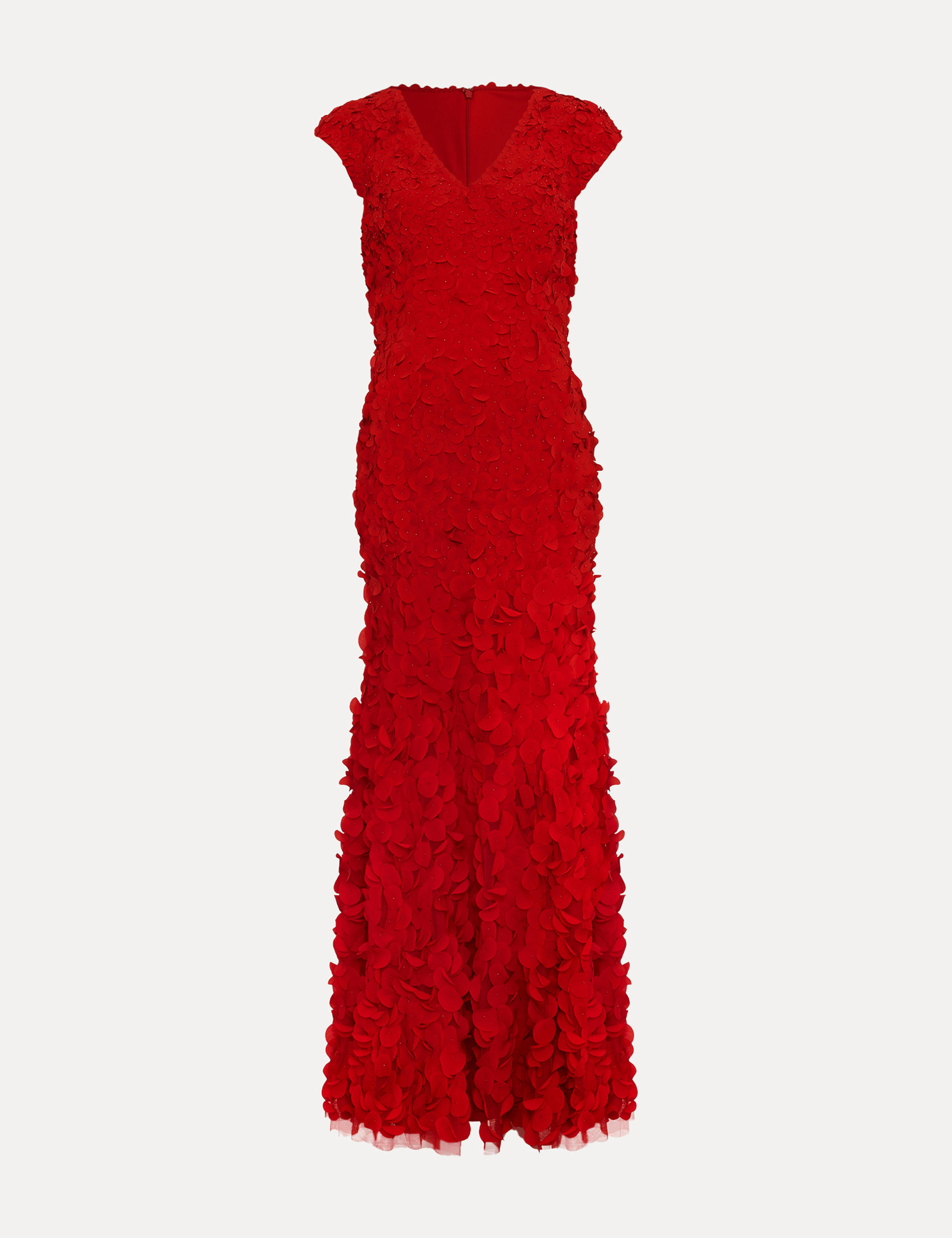 Chiffon Applique Ruffle V-Neck Maxi Skater Dress 2 of 8