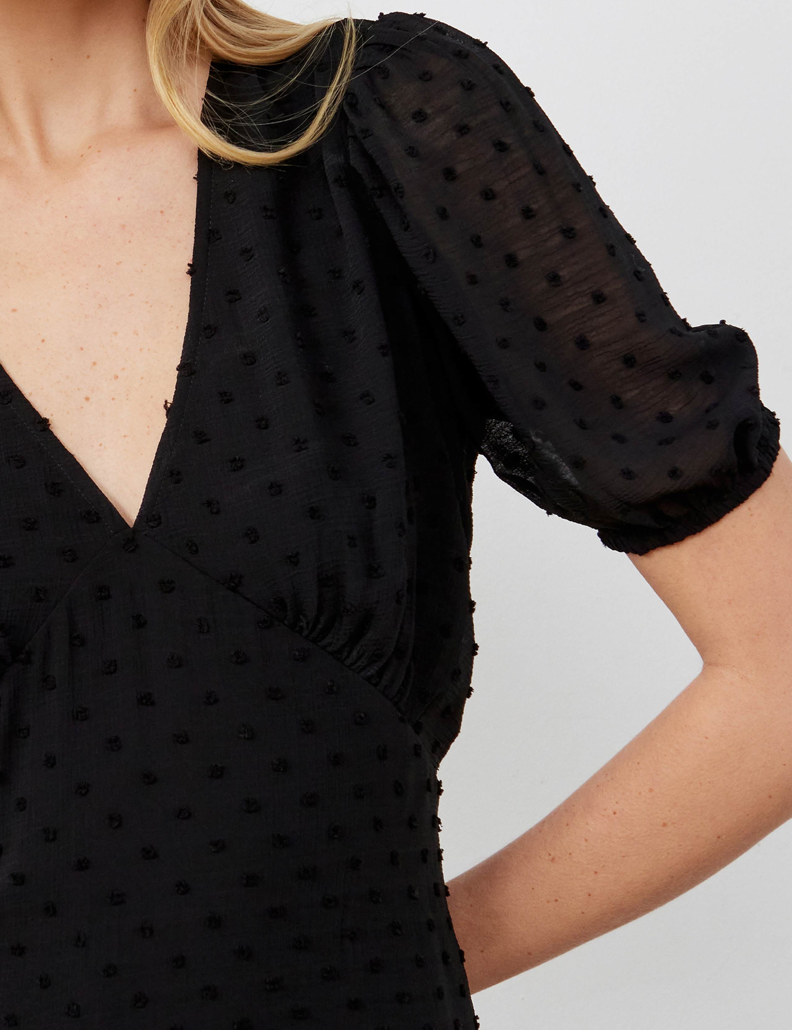 V-Neck Puff Sleeve Midaxi Tiered Dress 3 of 4