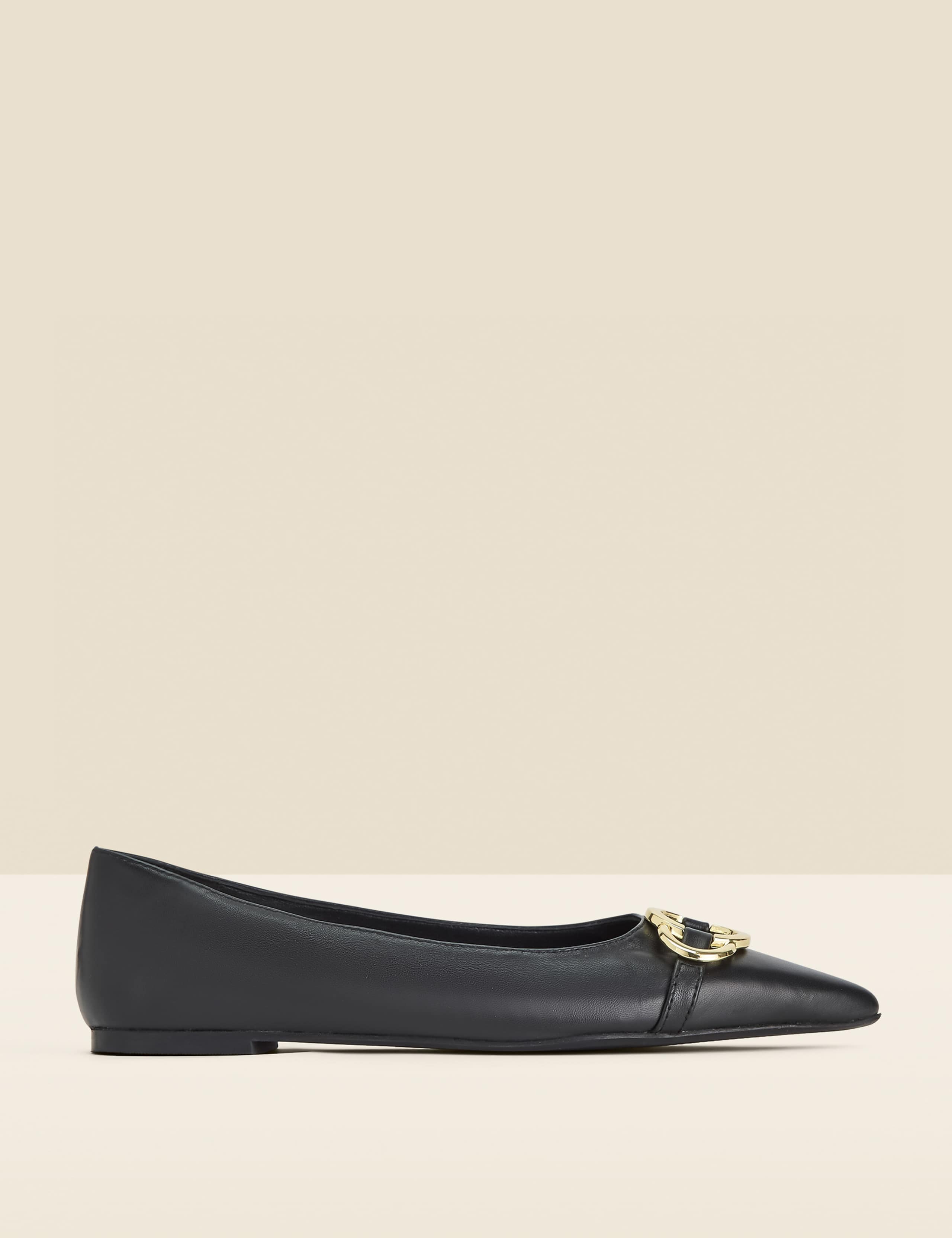 Leather Trim Flat Pointed Pumps 1 of 4