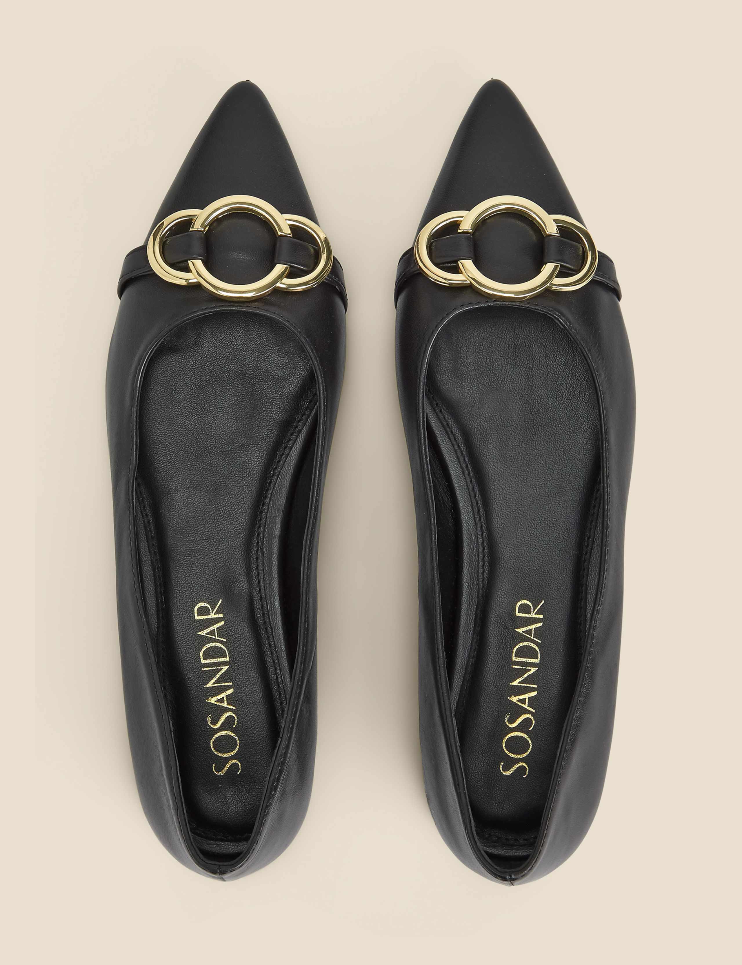 Leather Trim Flat Pointed Pumps 3 of 4